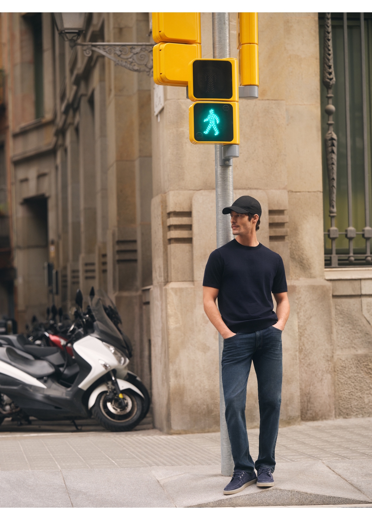 Granatowy T-shirt męski z jedwabiem TSHMT-0138-7E(W26)