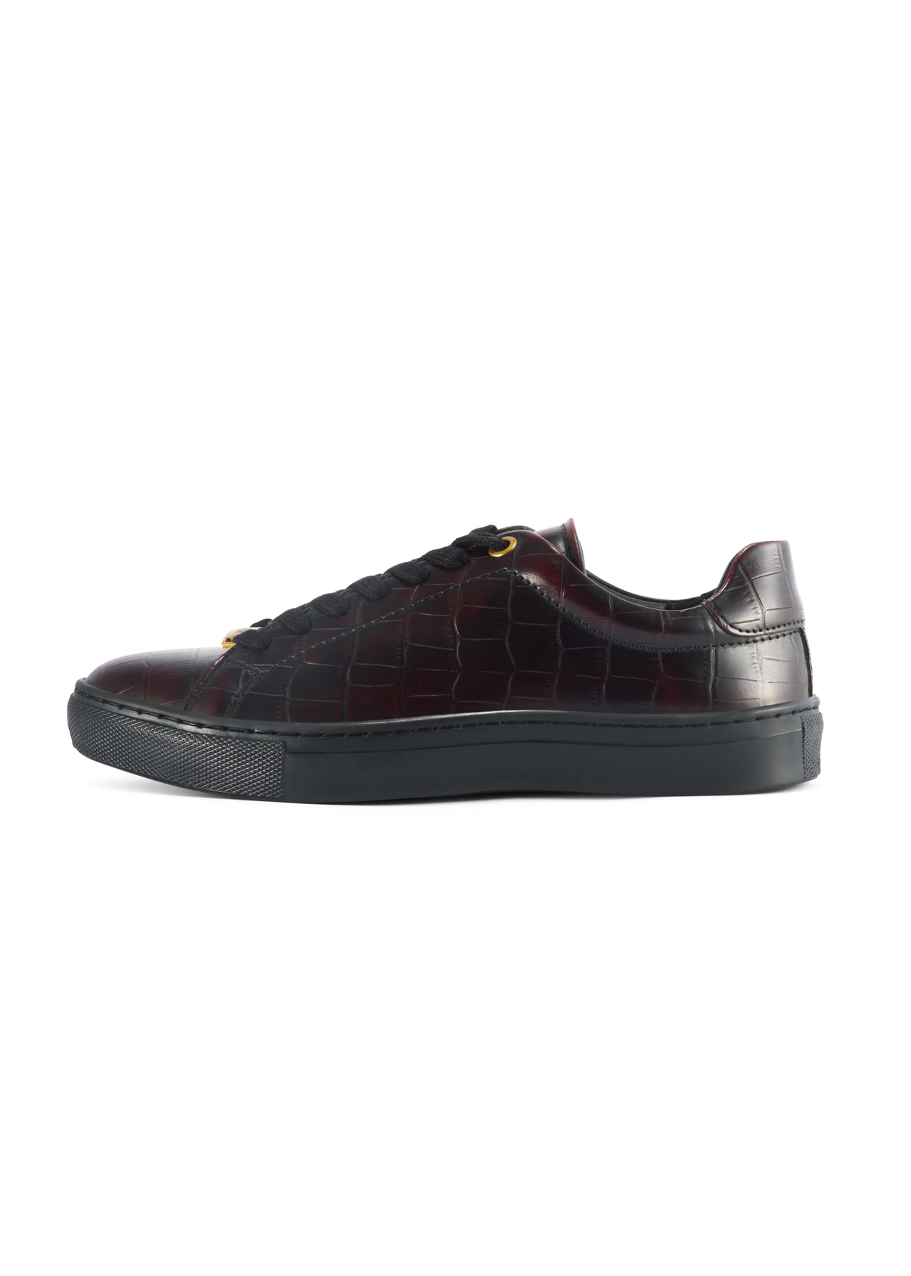 Skórzane buty damskie w kolorze bordowym BUTYD-1188-09(Z25), widok produktu od boku na białym tle.-02