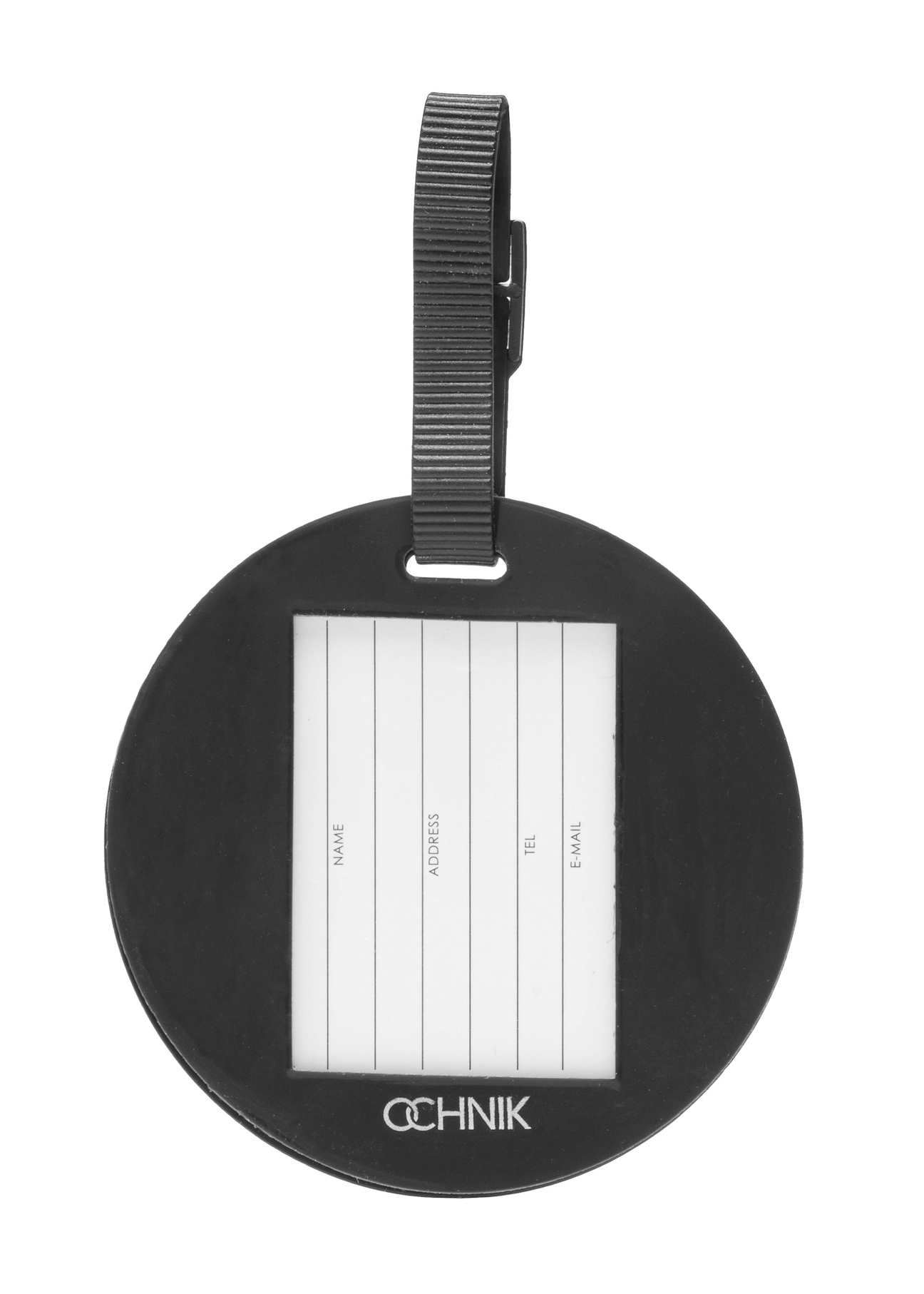 Identyfikator do bagażu AW-012-0010-61(W25), widok produktu z tyłu na białym tle.