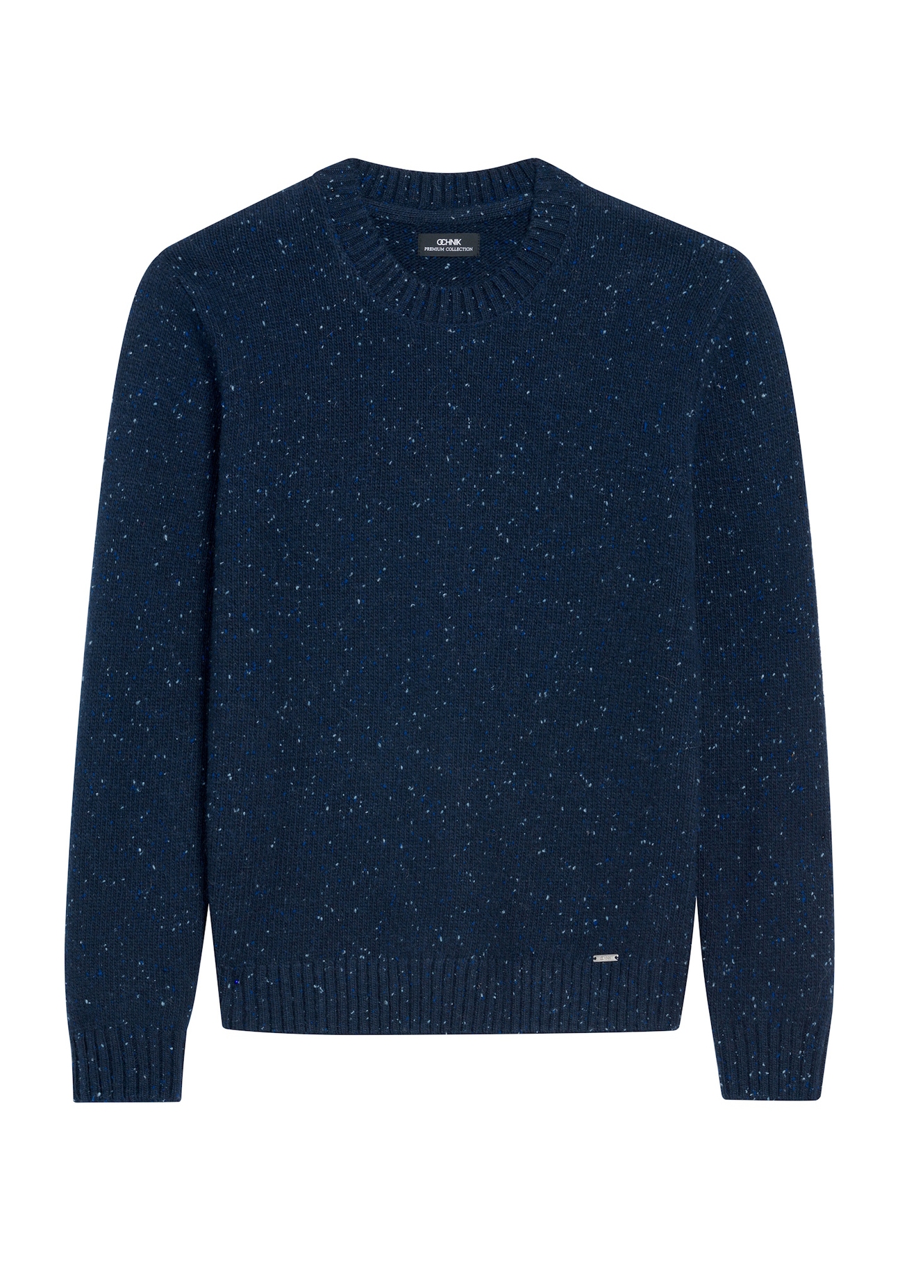 Granatowy sweter męski SWEMT-0173-68(Z25), widok produktu z przodu na białym tle.