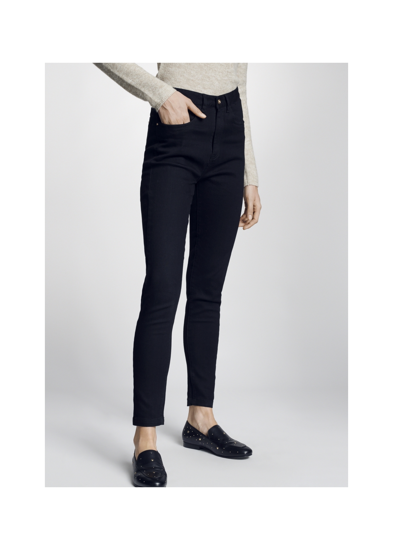 Czarne spodnie skinny damskie SPODT-0046-99(Z21)-01