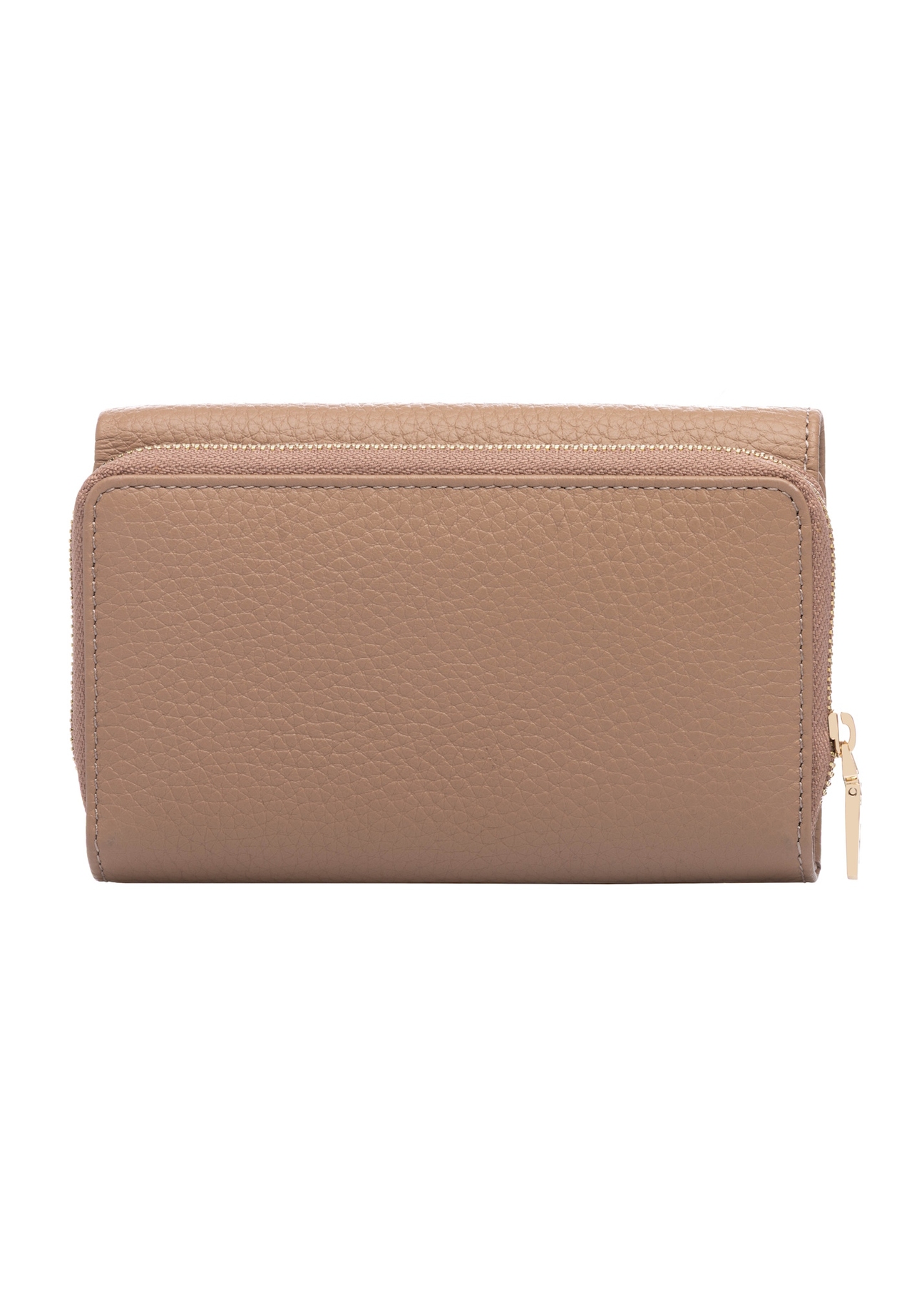 Duży różowy skórzany portfel damski PORES-0801H-5D(W26), widok produktu z tyłu na białym tle.