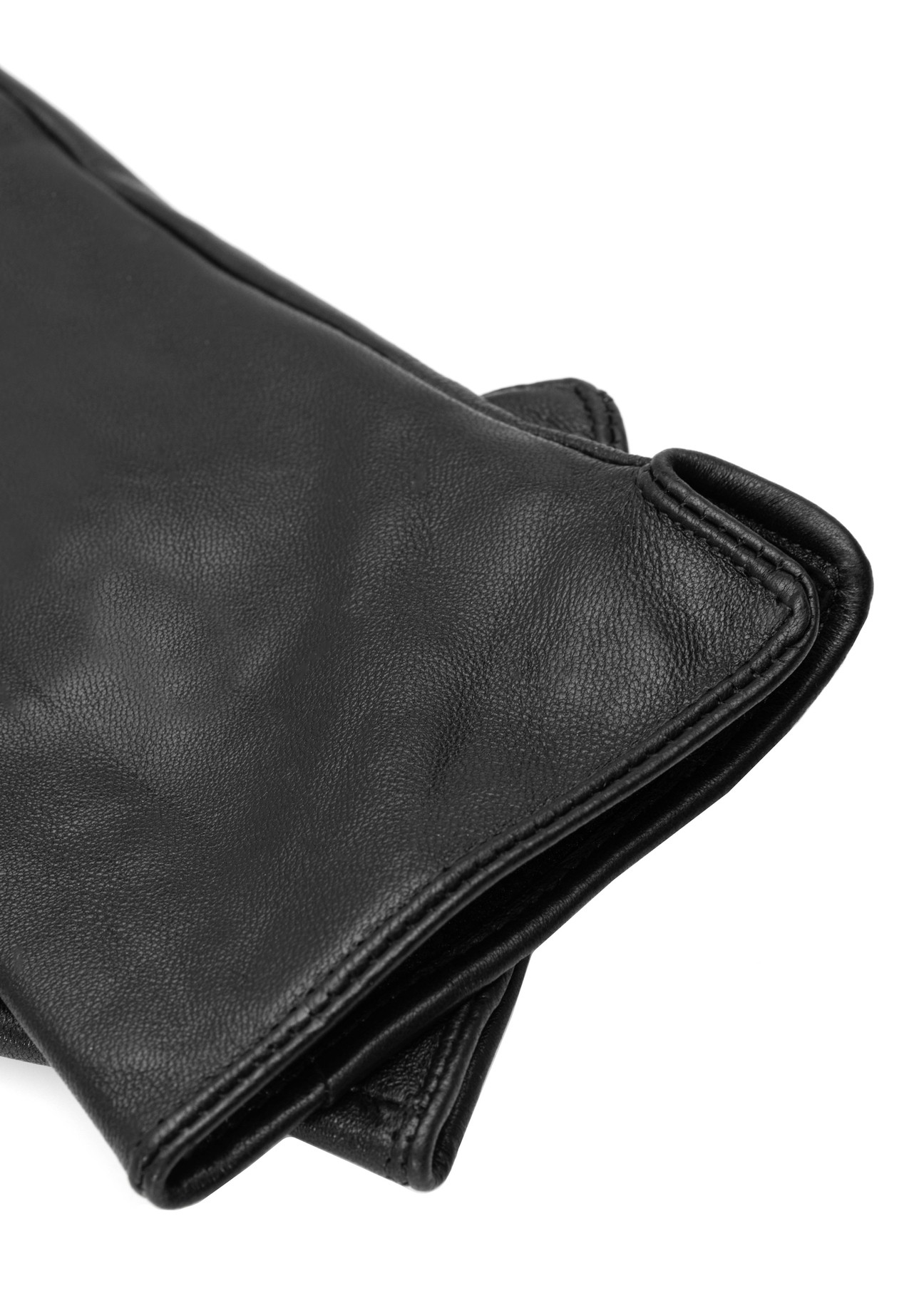 Skórzane brązowe rękawiczki damskie REKDS-0001A-89(Z25), zbliżenie na detal produktu, widok na białym tle.