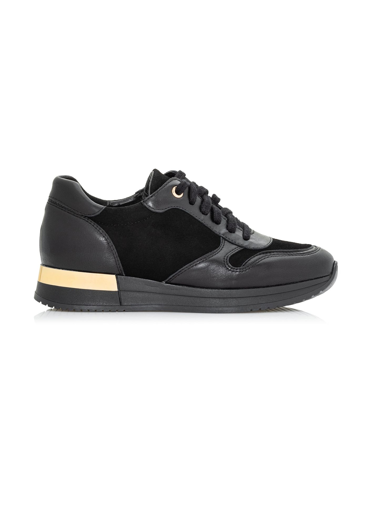 Czarne skórzane sneakersy damskie BUTYD-0993-98(W23)-01