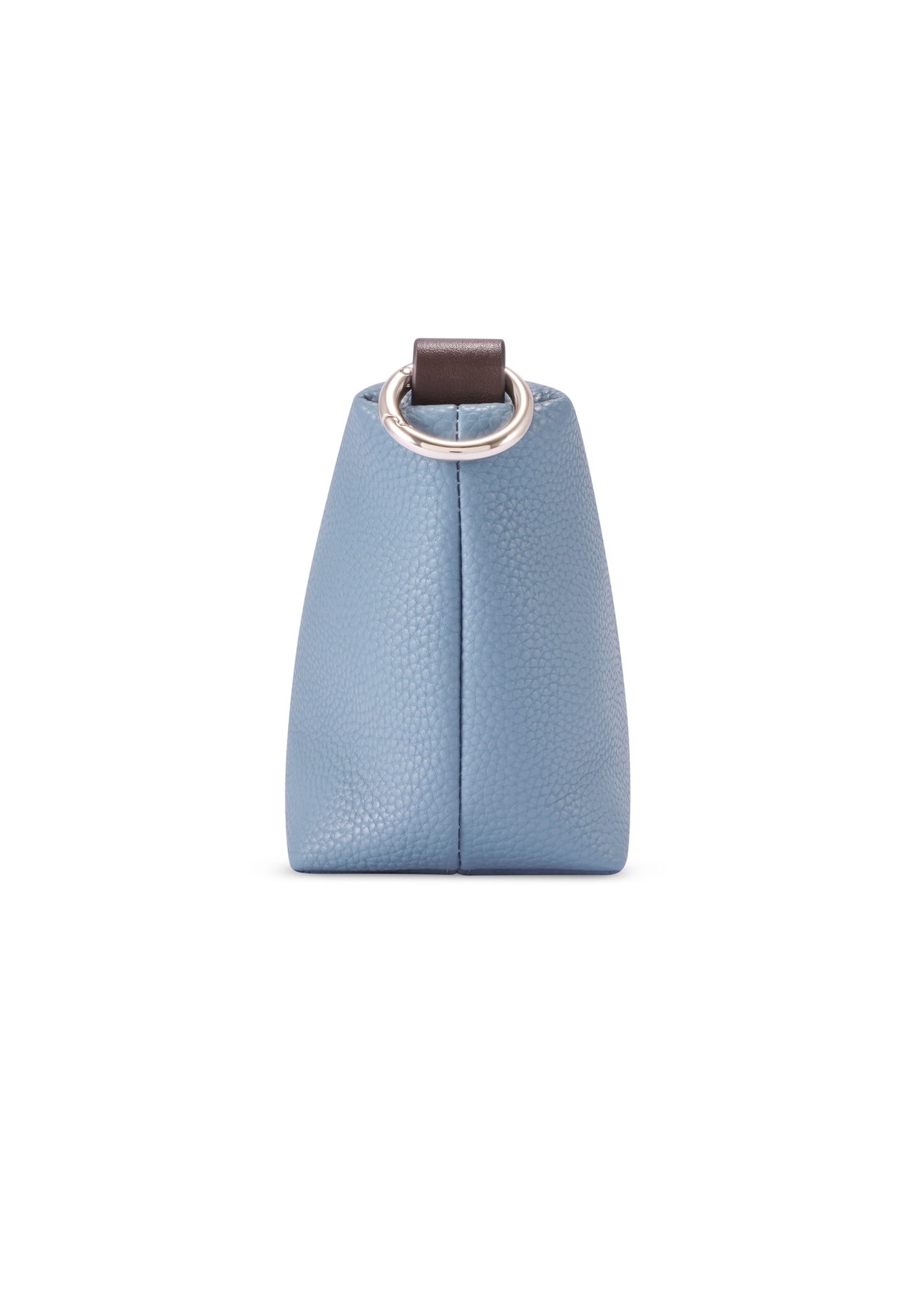 Mała niebieska torebka damska TOREC-0882-7C(W26), widok produktu z boku na białym tle.