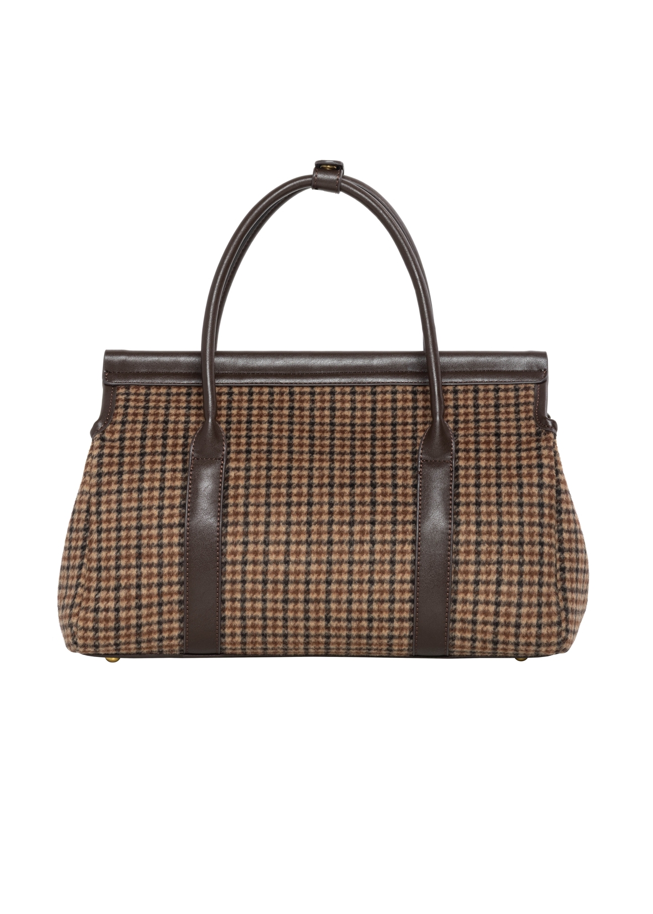 Torebka shopper w kratkę TOREC-1327-1P(Z26), widok produktu z tyłu na białym tle.