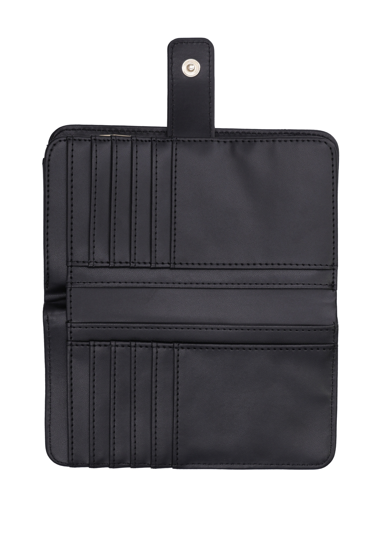 Czarny portfel damski z monogramem POREC-0391A-9P(Z26), widok produktu w środku na białym tle.