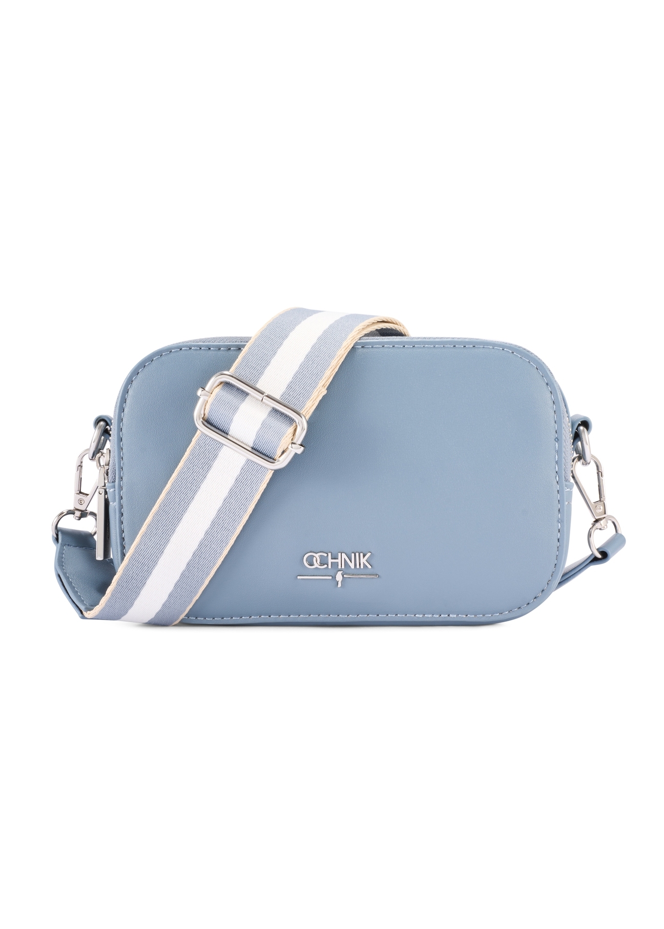 Niebieska mała torebka damska TOREC-1172-7C(W26) - widok produktu z przodu, na białym tle.