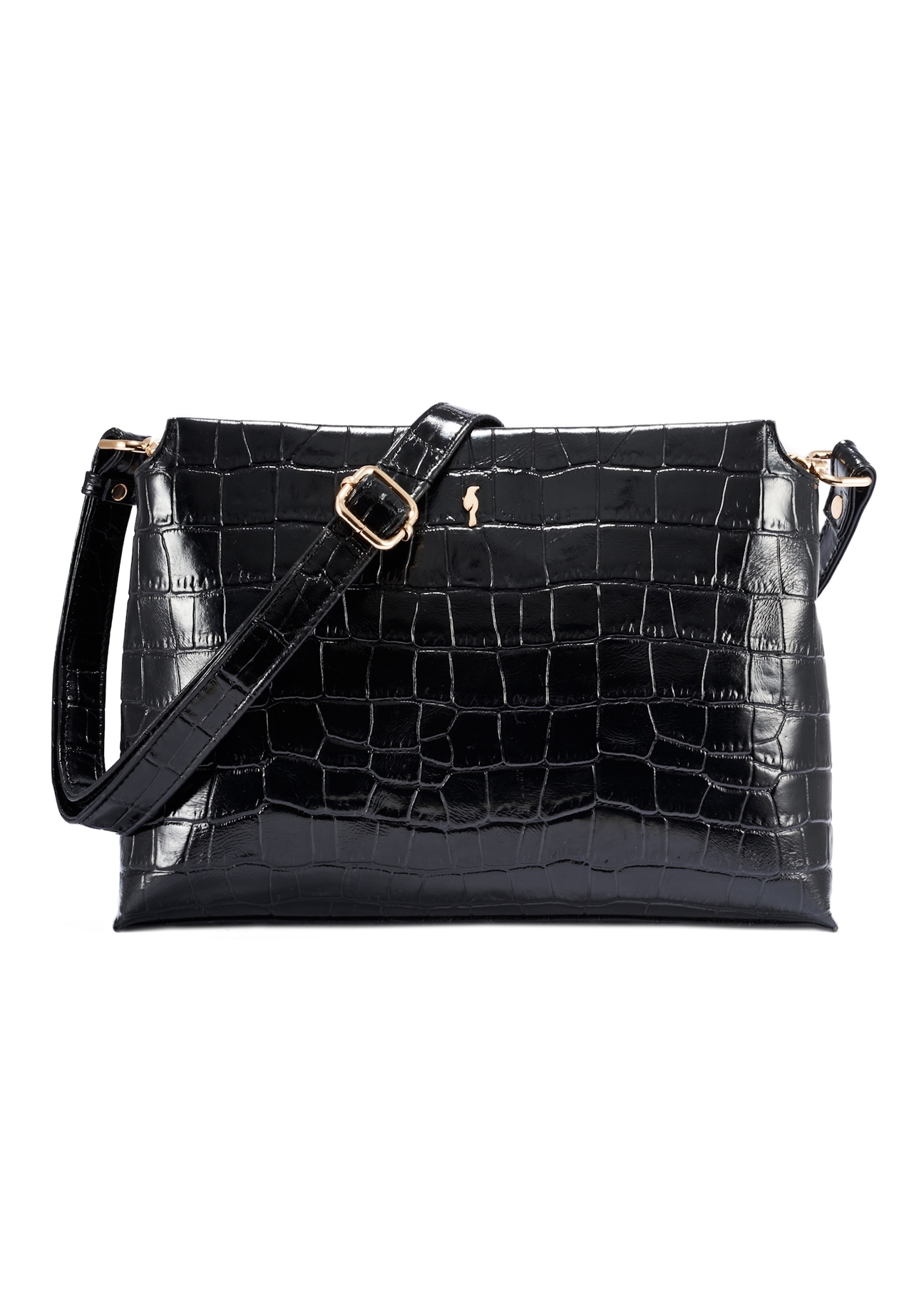 Czarna torebka damska croco TORES-1159E-99(Z25)
