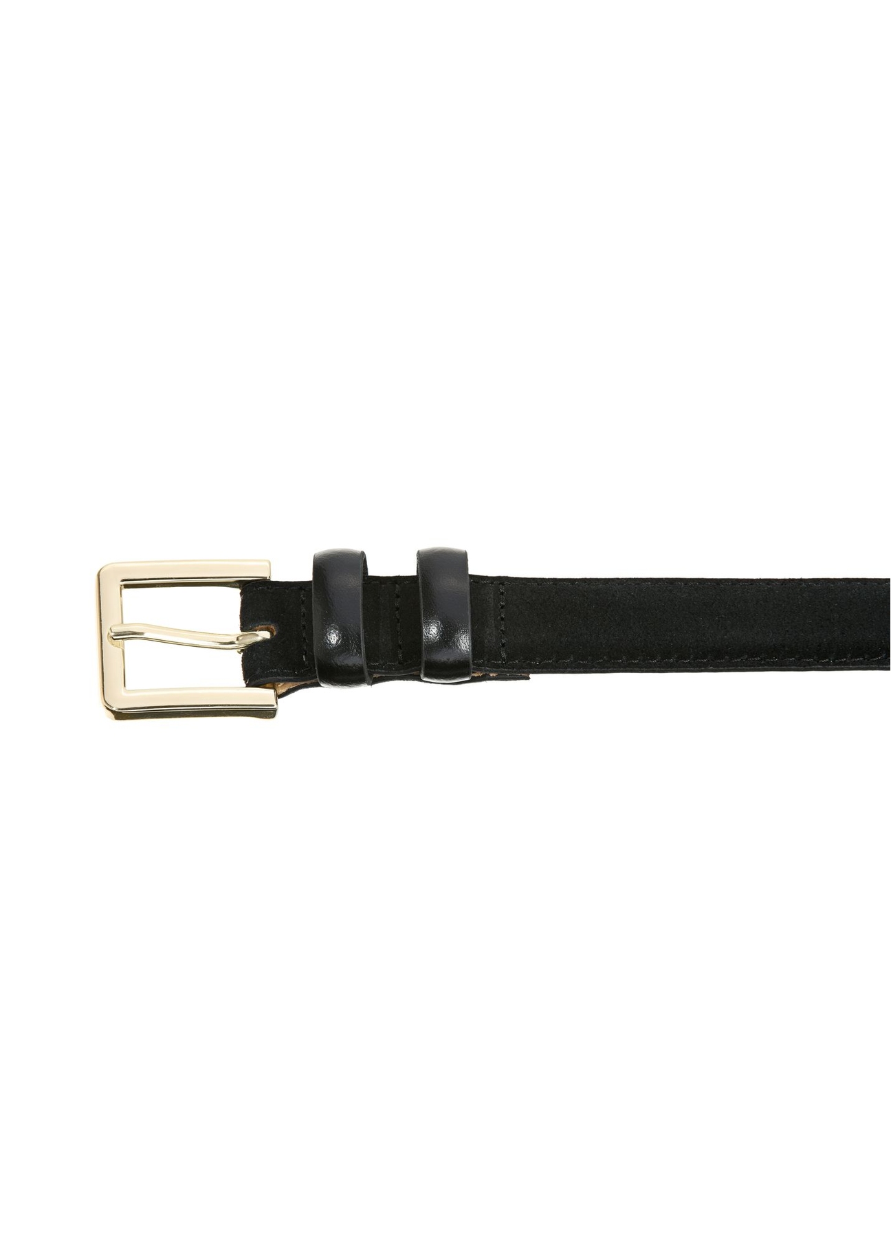 Czarny zamszowy skórzany pasek damski PASDS-0283A-99(W24)-03