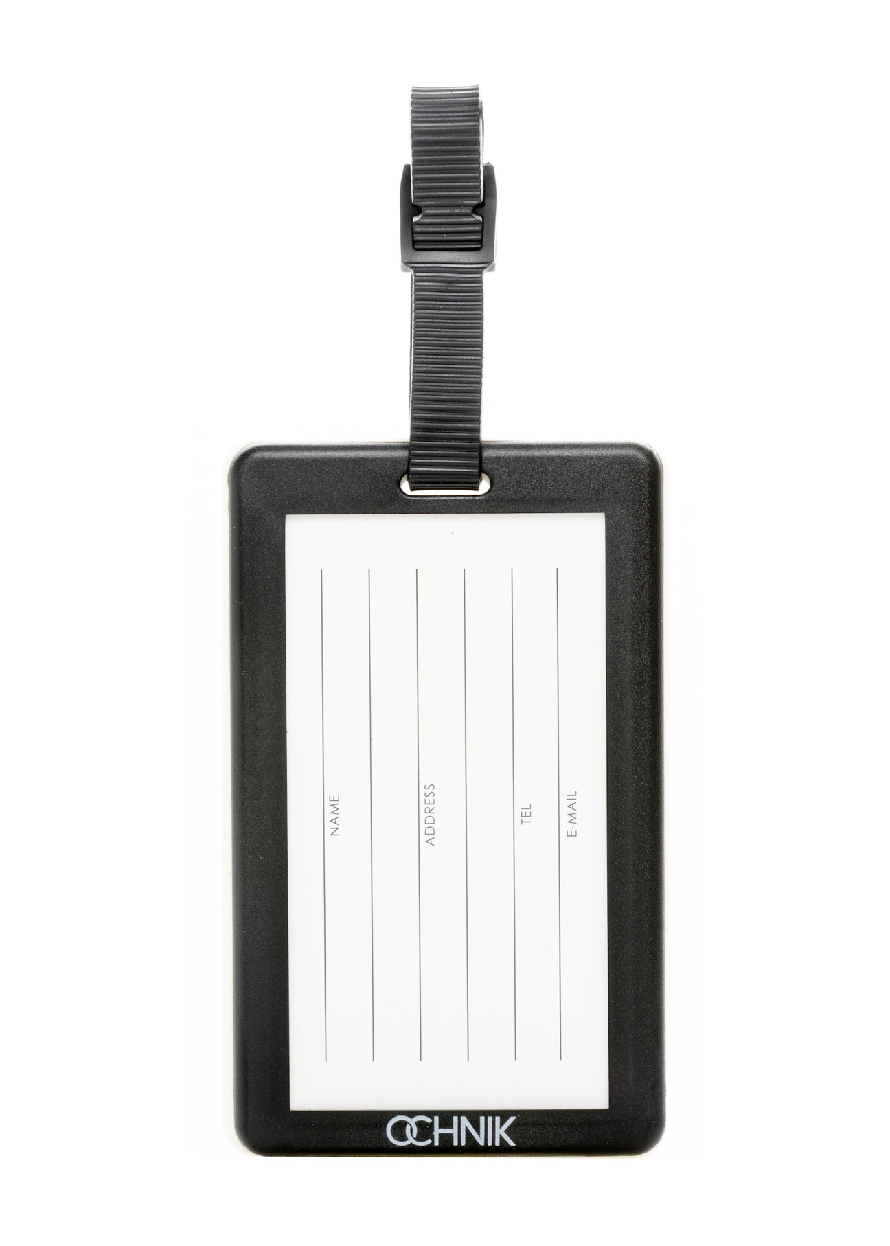 Identyfikator do bagażu AW-012-0016-0P(W26), widok produktu z tyłu na białym tle.