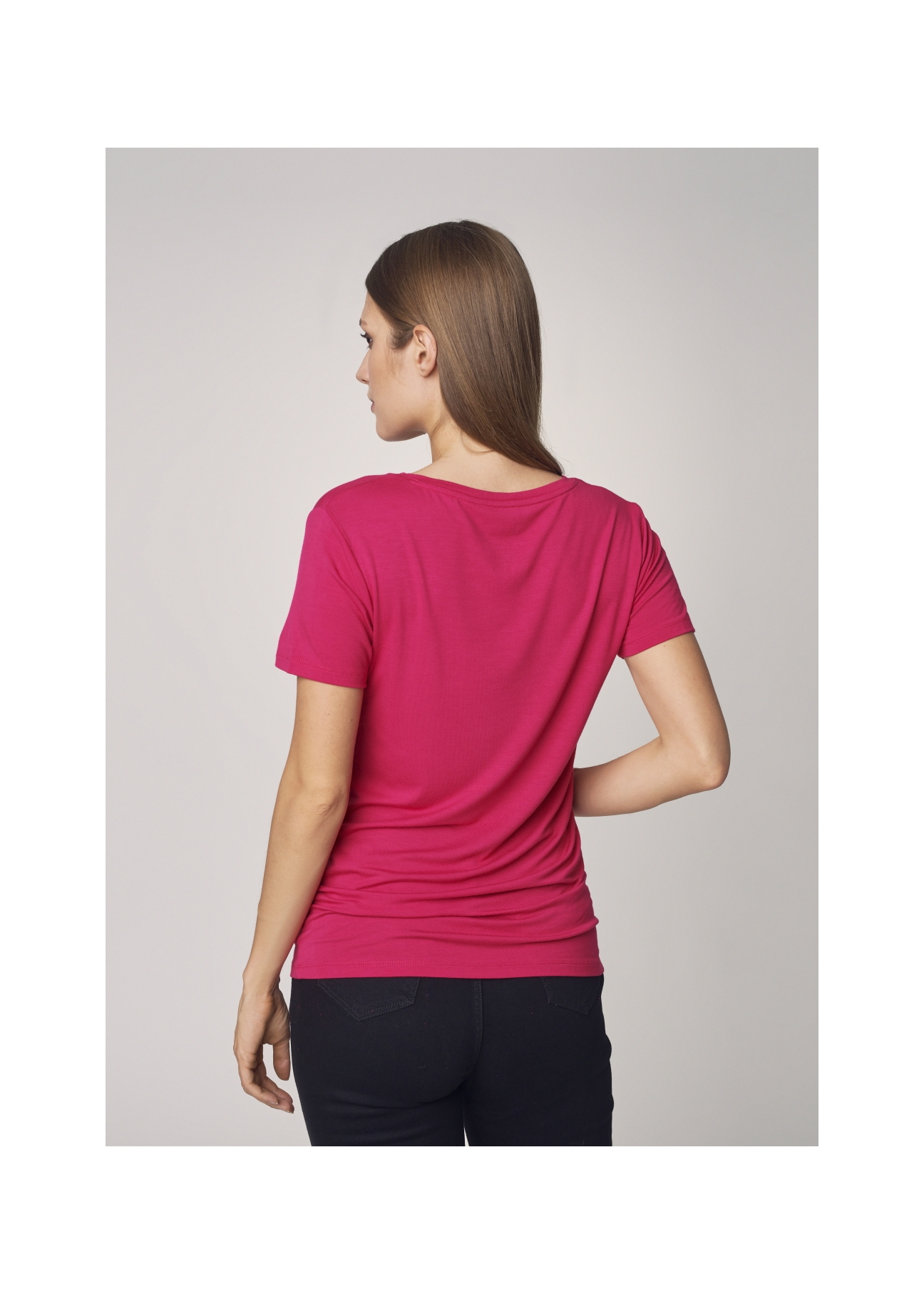 Różowy T-shirt damski z wilgą TSHDT-0078-31(Z21)-02