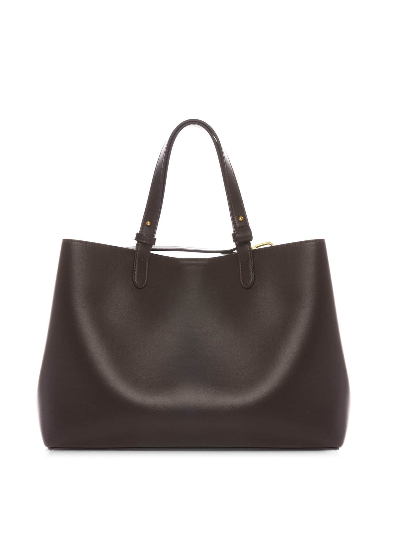 Brązowa damska torebka shopper TOREC-1240-1H(W26),  widok produktu z tyłu na białym tle.