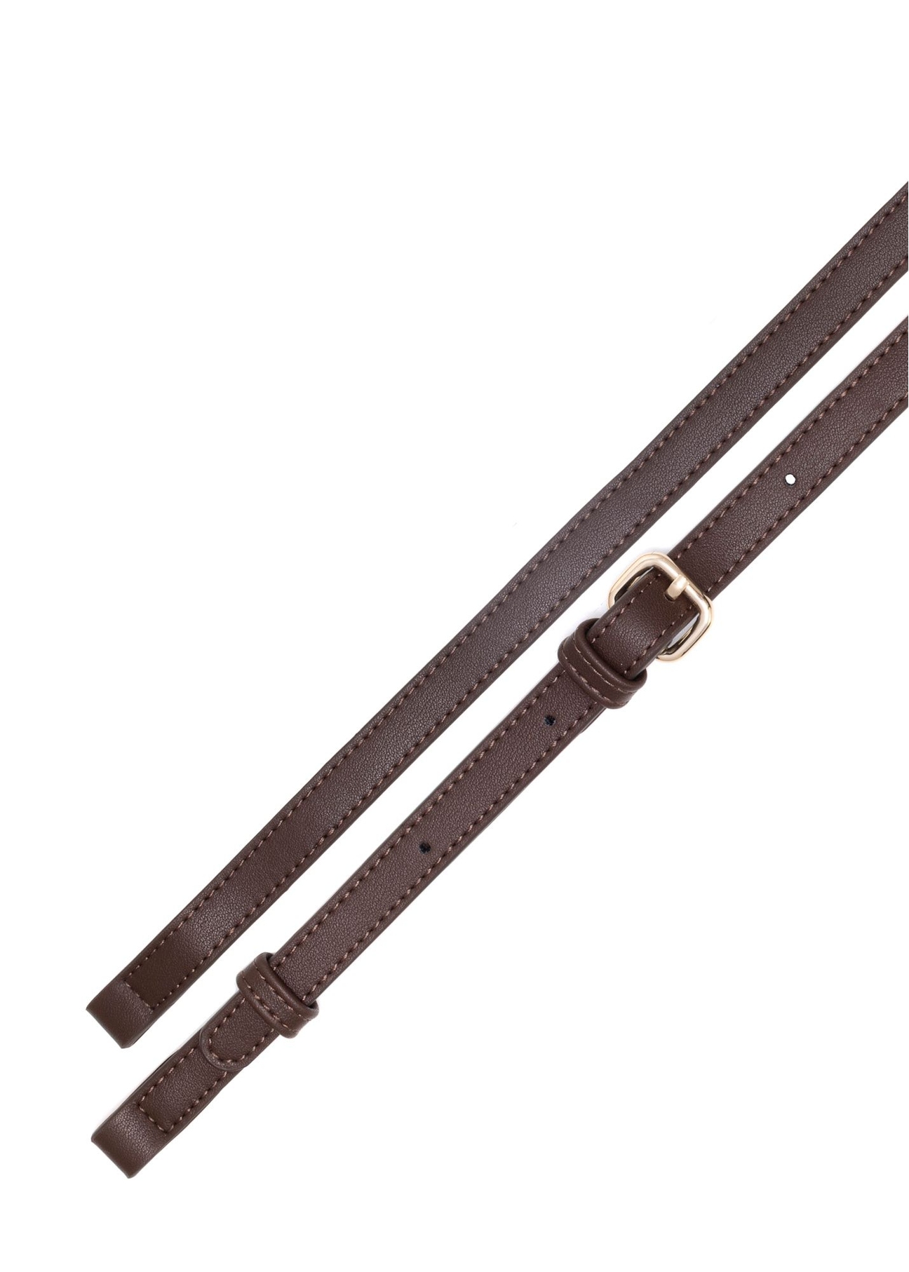 Brązowa mała torebka damska hobo TOREC-1097-1H(W26), widok pasków produktu na białym tle.