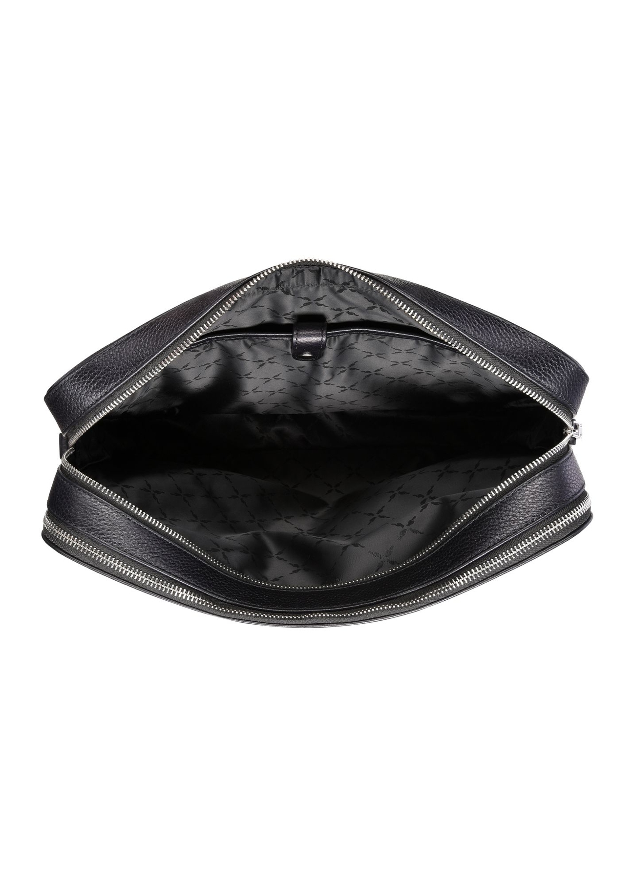 Czarna skórzana torba na laptopa TORES-1222-99-9I(W26) - widok produktu z góry na białym tle.