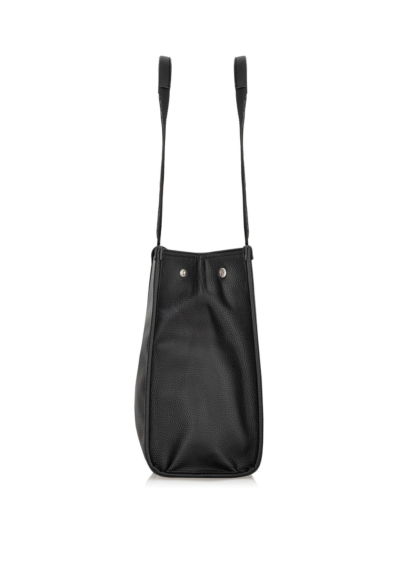 Czarna duża torebka shopper TOREC-0977A-99(Z25) - widok produktu z boku na białym tle. 