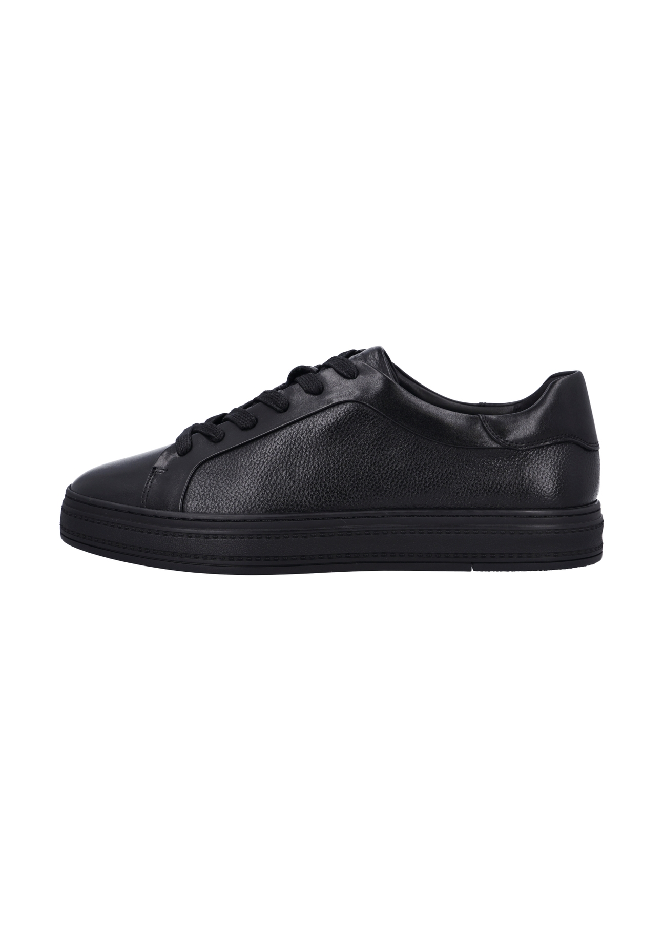 Czarne skórzane buty sportowe męskie BUTYM-0571-99(Z26), widok produktu z boku na jasnym tle.