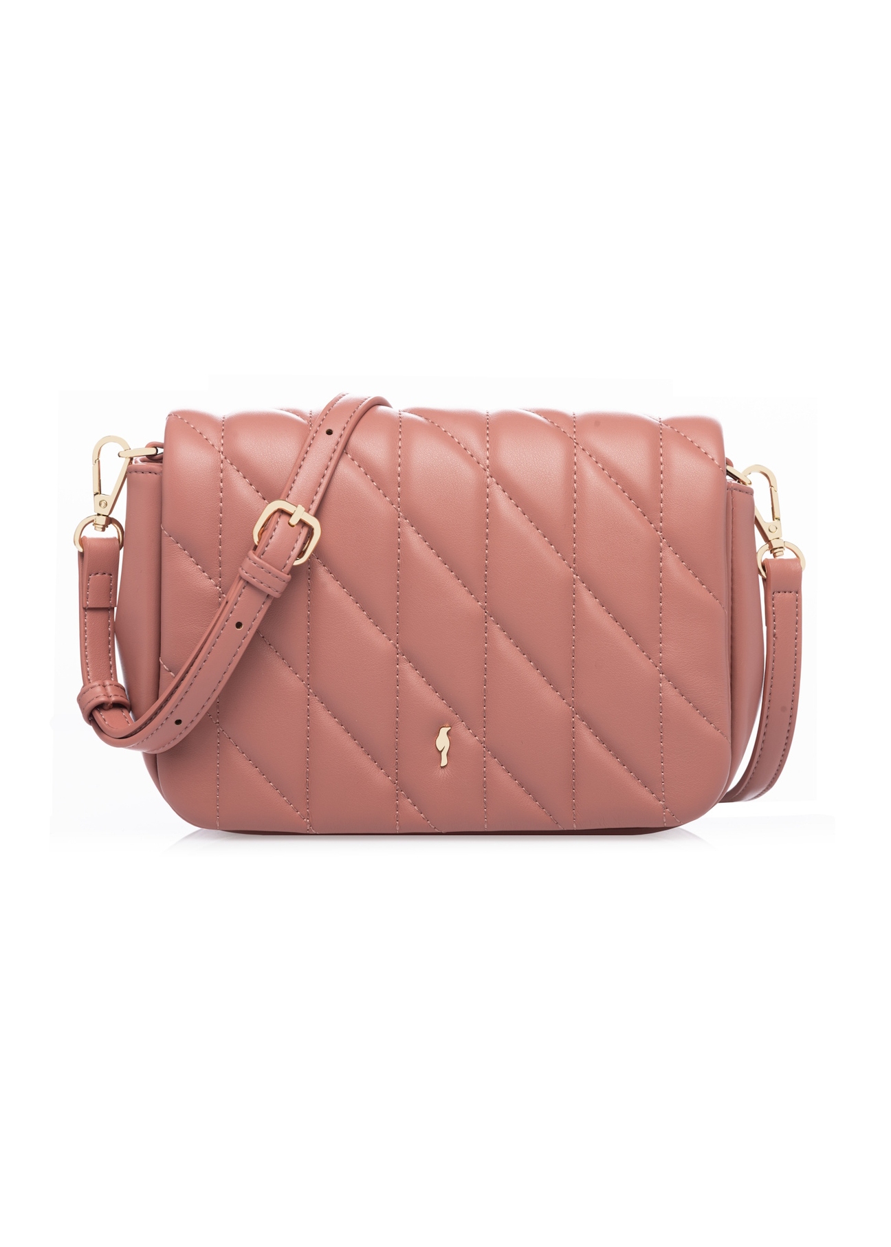 Ciemnoróżowa torebka damska z przeszyciami TOREC-1151-5D(W26), widok produktu z przodu na białym tle.