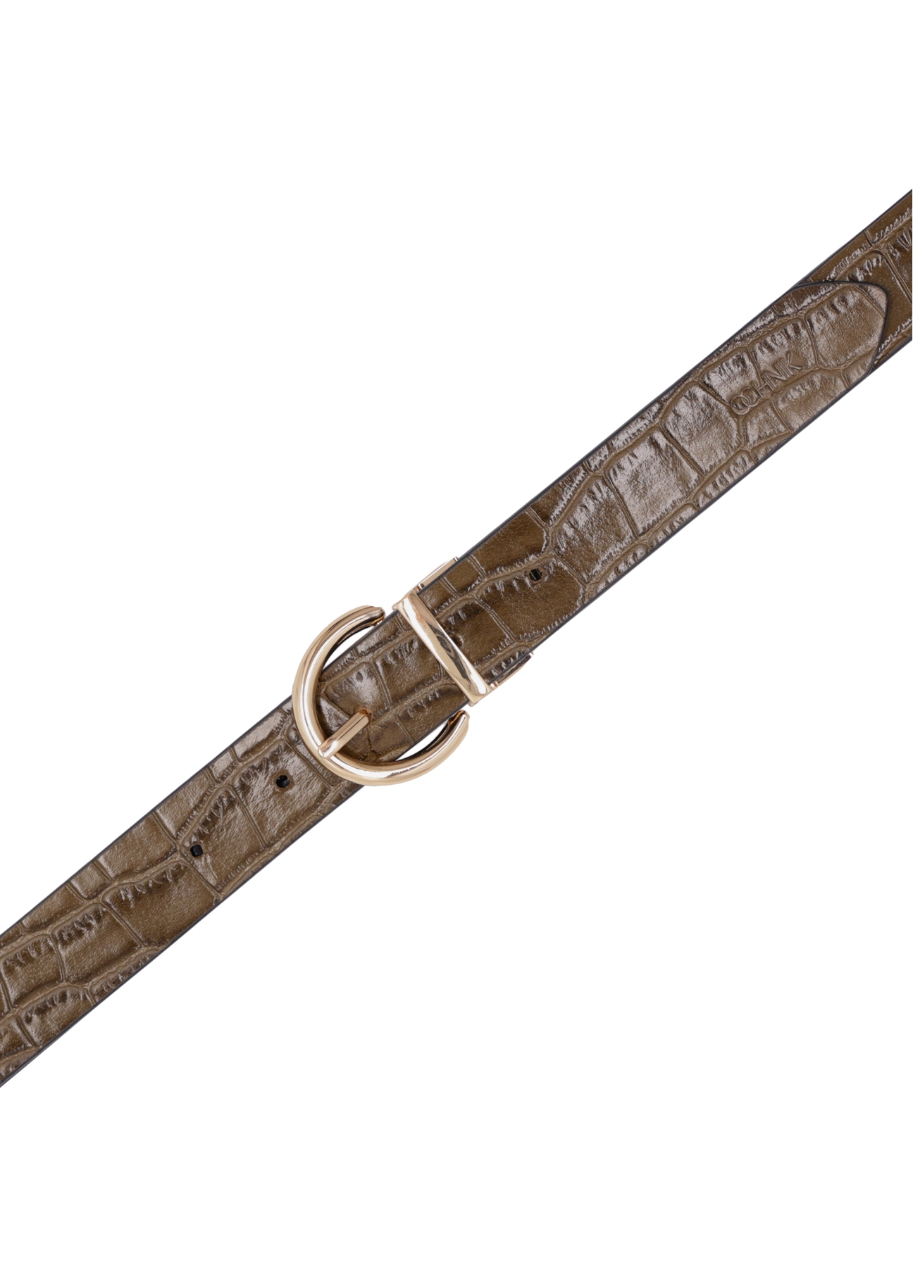 Dwustronny skórzany pasek damski croco PASDS-0332-8D(Z26), widok produktu z góry na białym tle.