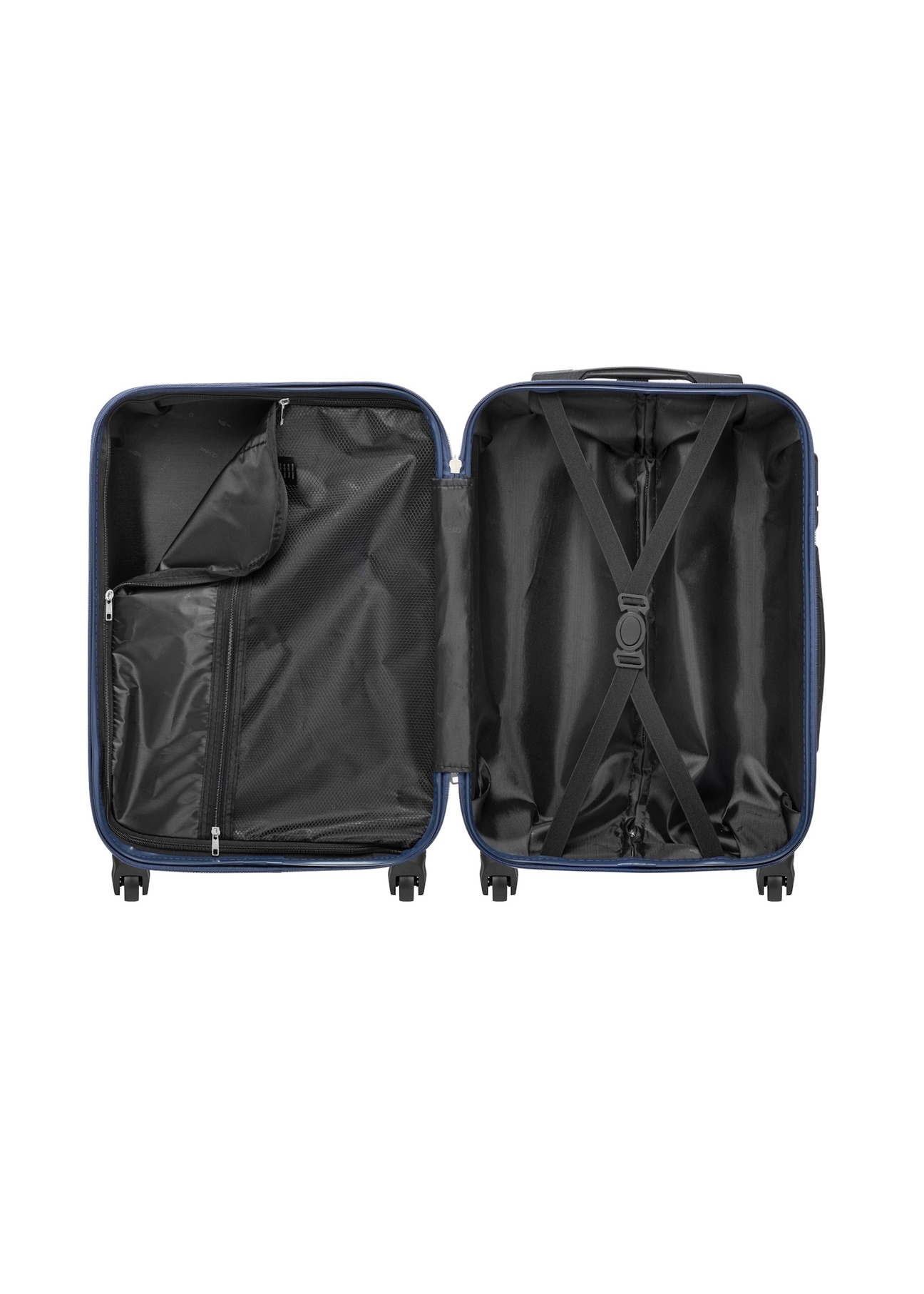 Walizka mała na kółkach WALAB-0077-7D-19(W26), widok produktu w środku na białym tle.