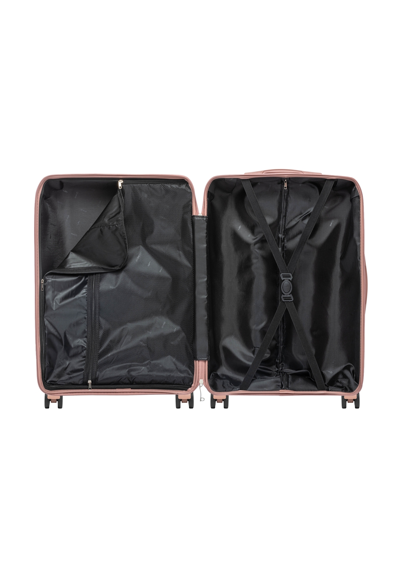 Średnia walizka na kółkach WALPP-0024-5B-24(W26), widok produktu od środka na białym tle.