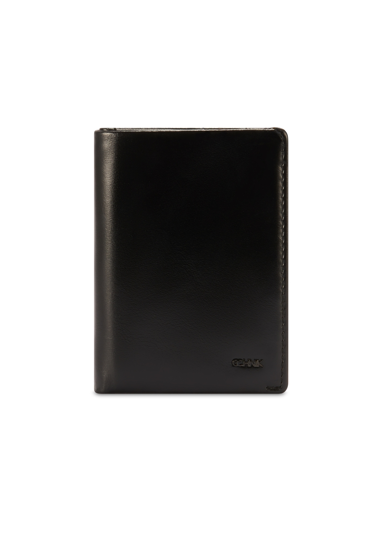 Czarny mały skórzany portfel męski PORMS-0664-99(Z25), widok produktu od przodu na białym tle.