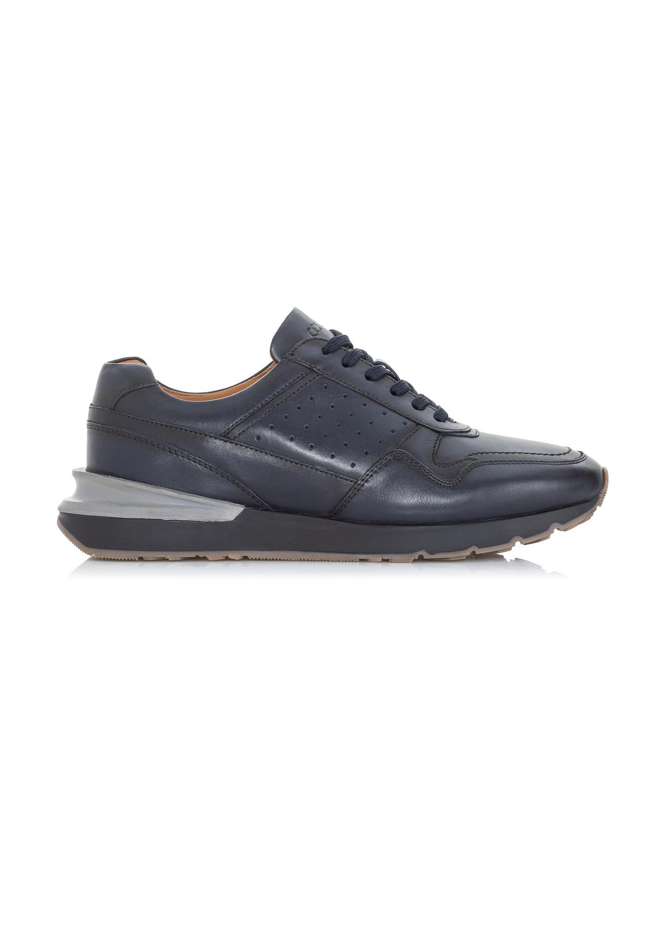 Granatowe skórzane sneakersy męskie BUTYM-0434-68(W23)-01