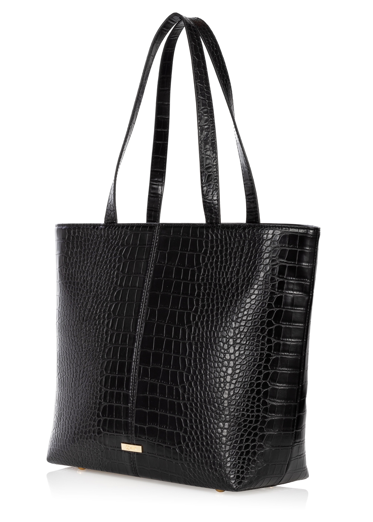 Czarna torebka shopper damska croco TOREC-0810-99(W23)-04
