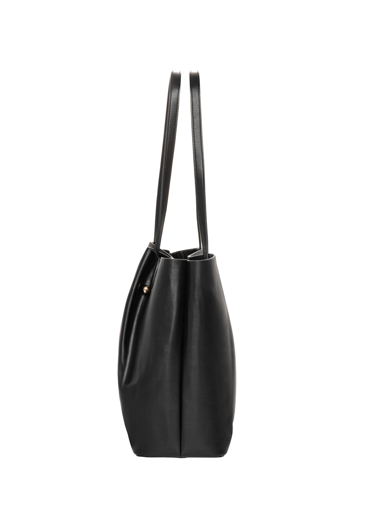 Czarna duża torebka shopper TOREC-1386-99(Z26), widok produktu z boku na białym tle.