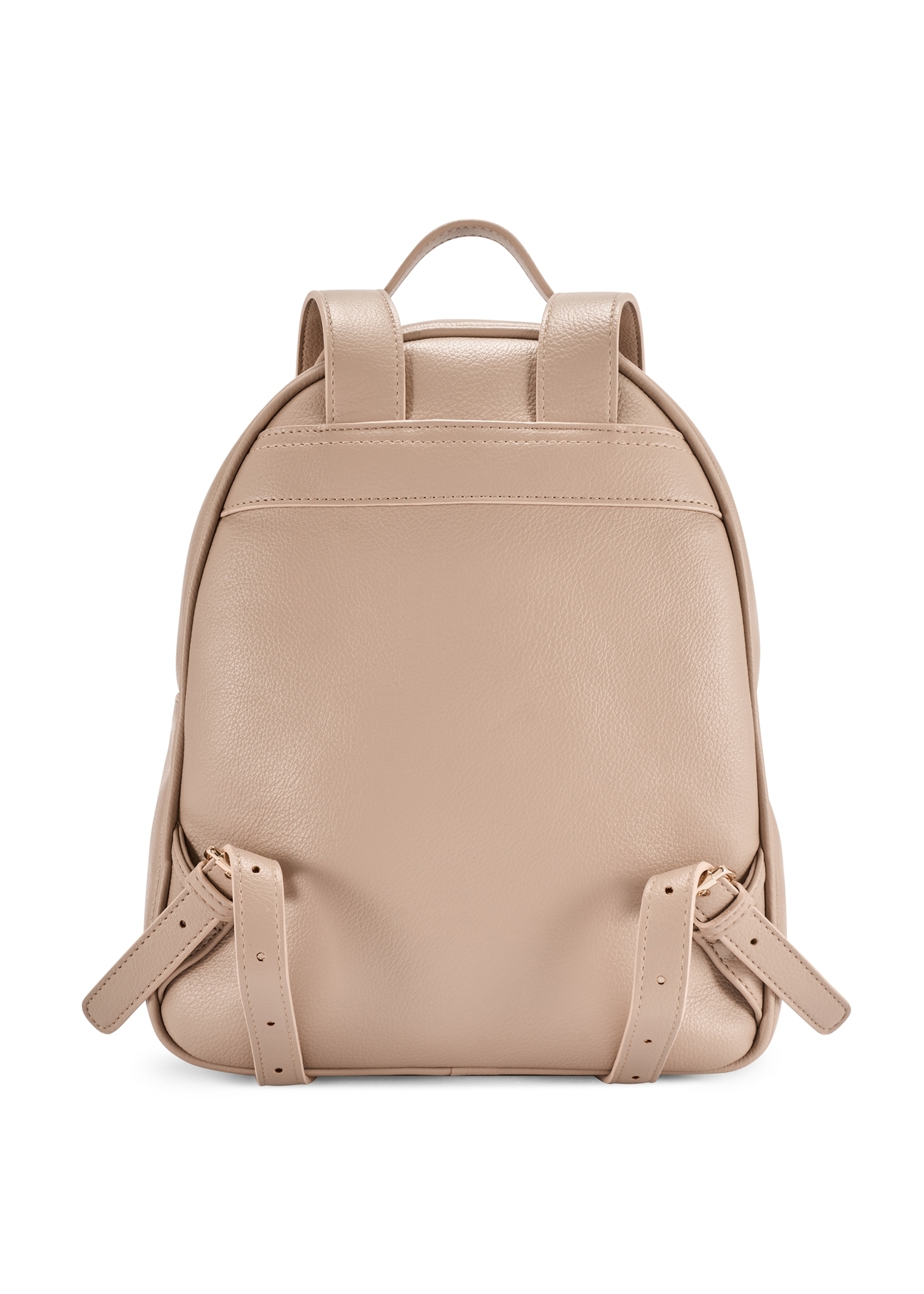 Beżowy damski średni plecak TOREC-0920-1D(W26), widok produktu od tyłu na białym tle.