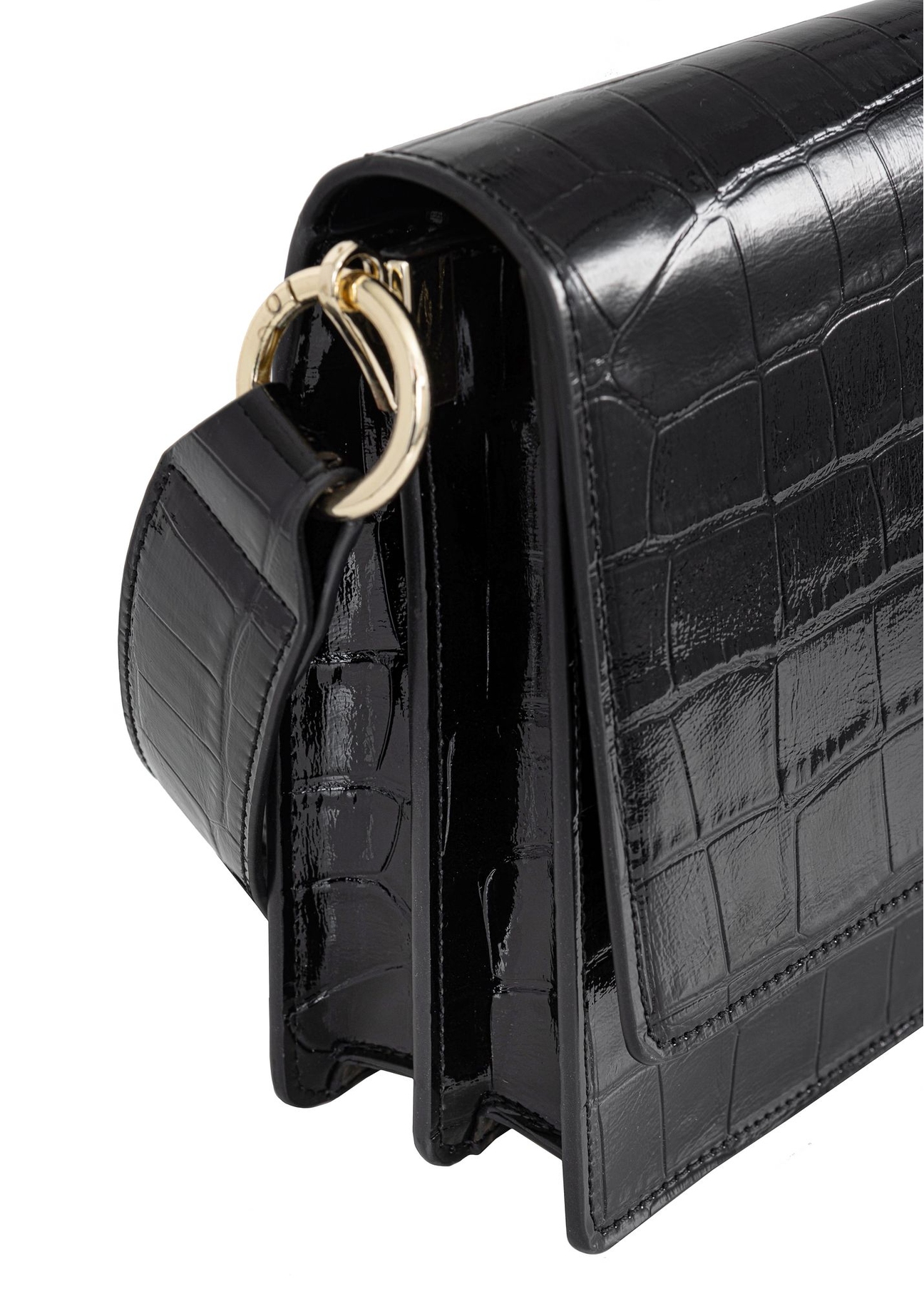 Czarna torebka damska lakierowana croco TOREC-0750-99(W23)-06