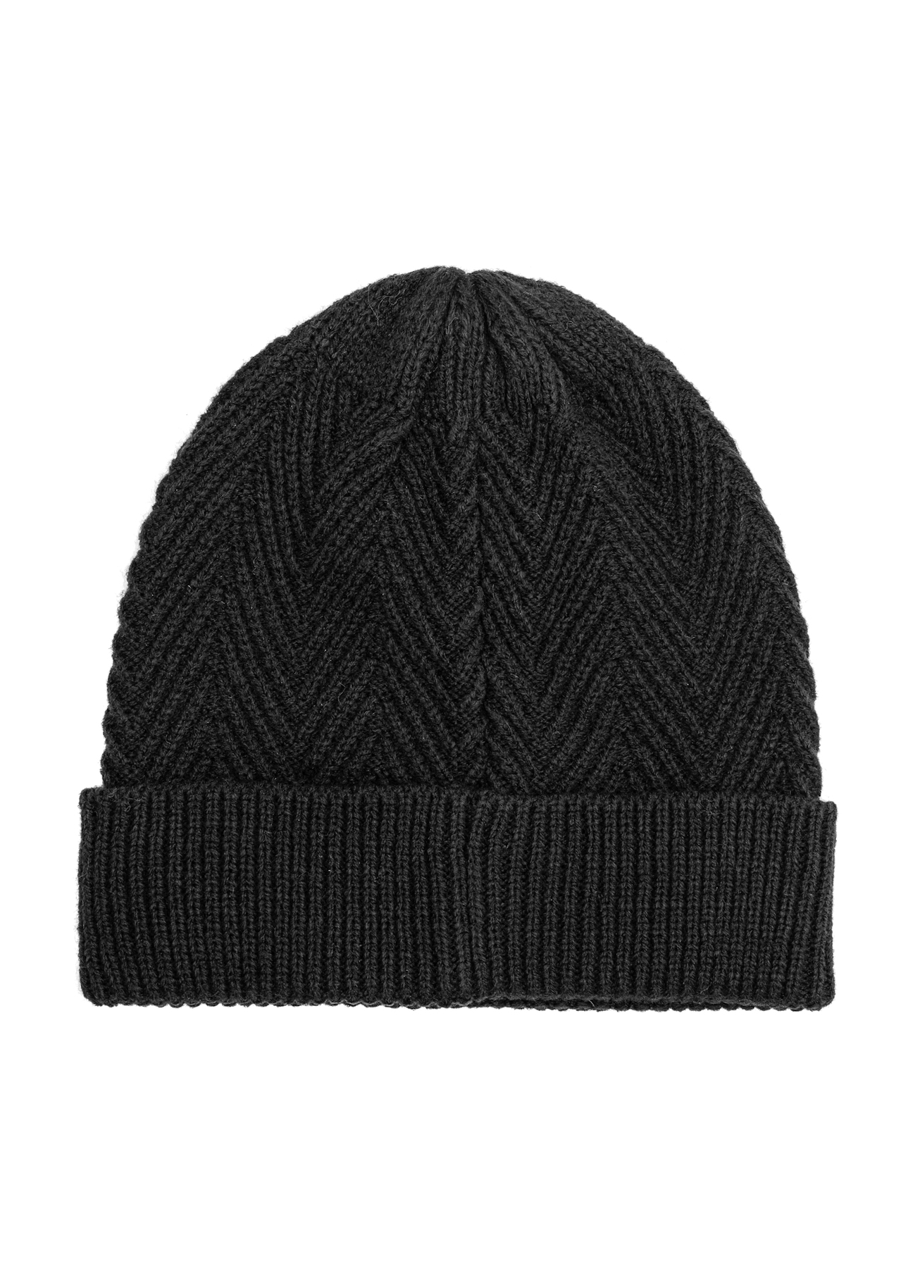 Czarna czapka męska w jodełkę CZAMT-0057-99(Z25)