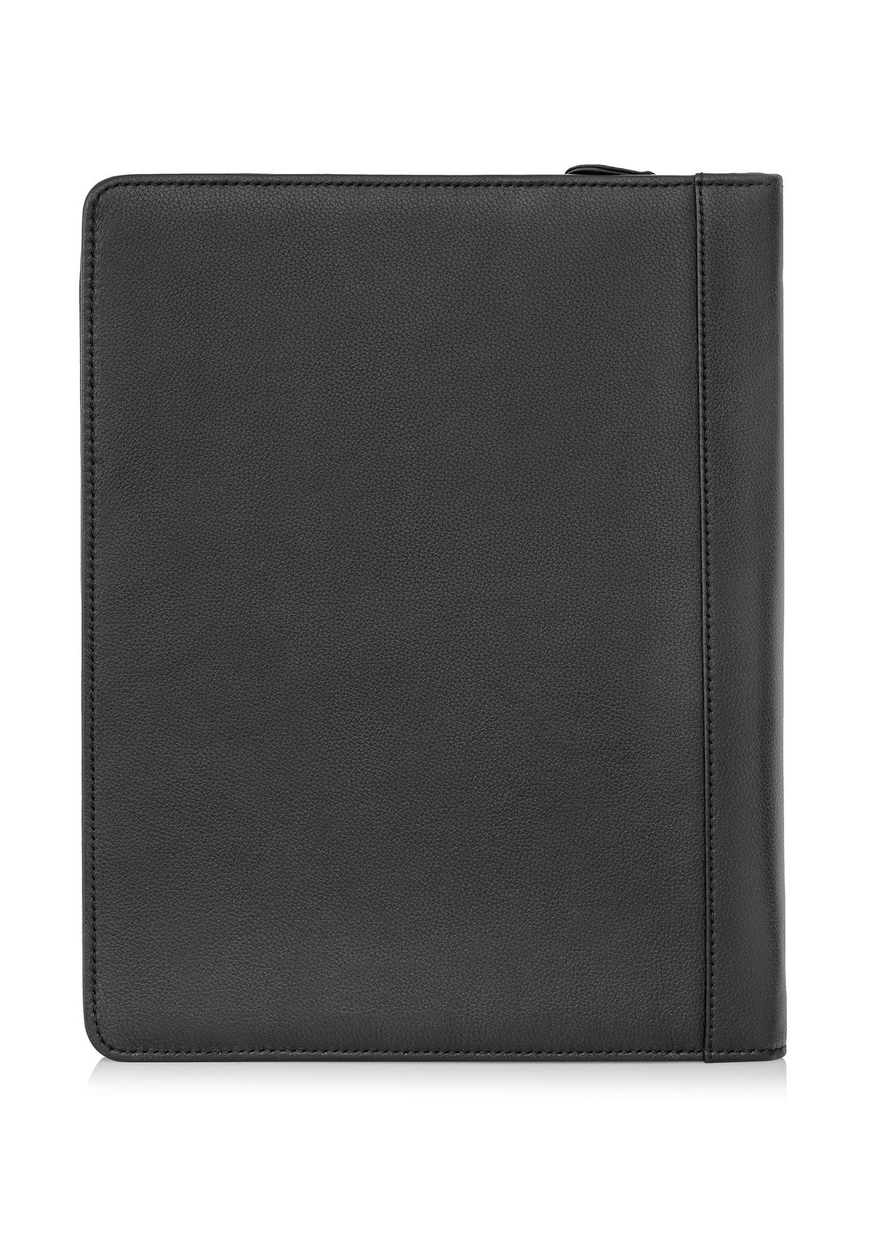 Czarna skórzana aktówka męska TORMS-0410R-9I(W26), widok produktu z tyłu na białym tle.