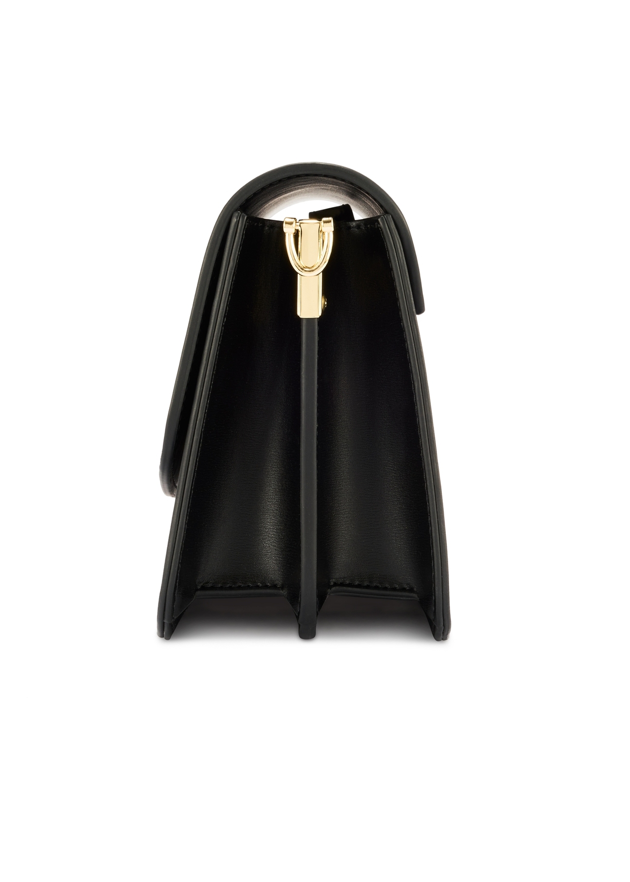 Czarna torebka damska z imitacji skóry TOREC-1081-99(W26), widok produktu z boku na białym tle.