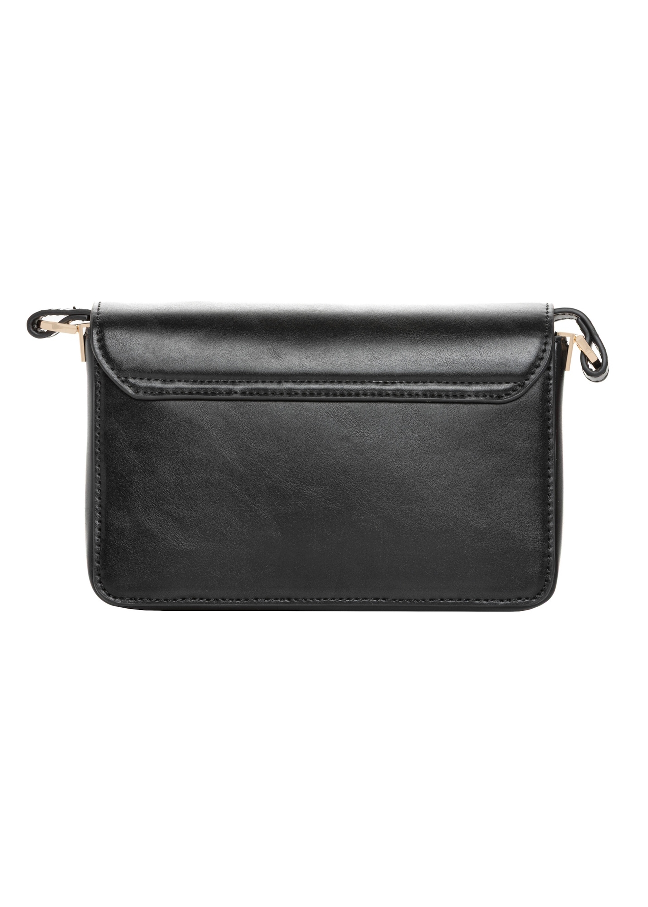 Elegancka czarna torebka damska TOREC-1251-99(Z26), widok produktu z tyłu na białym tle.