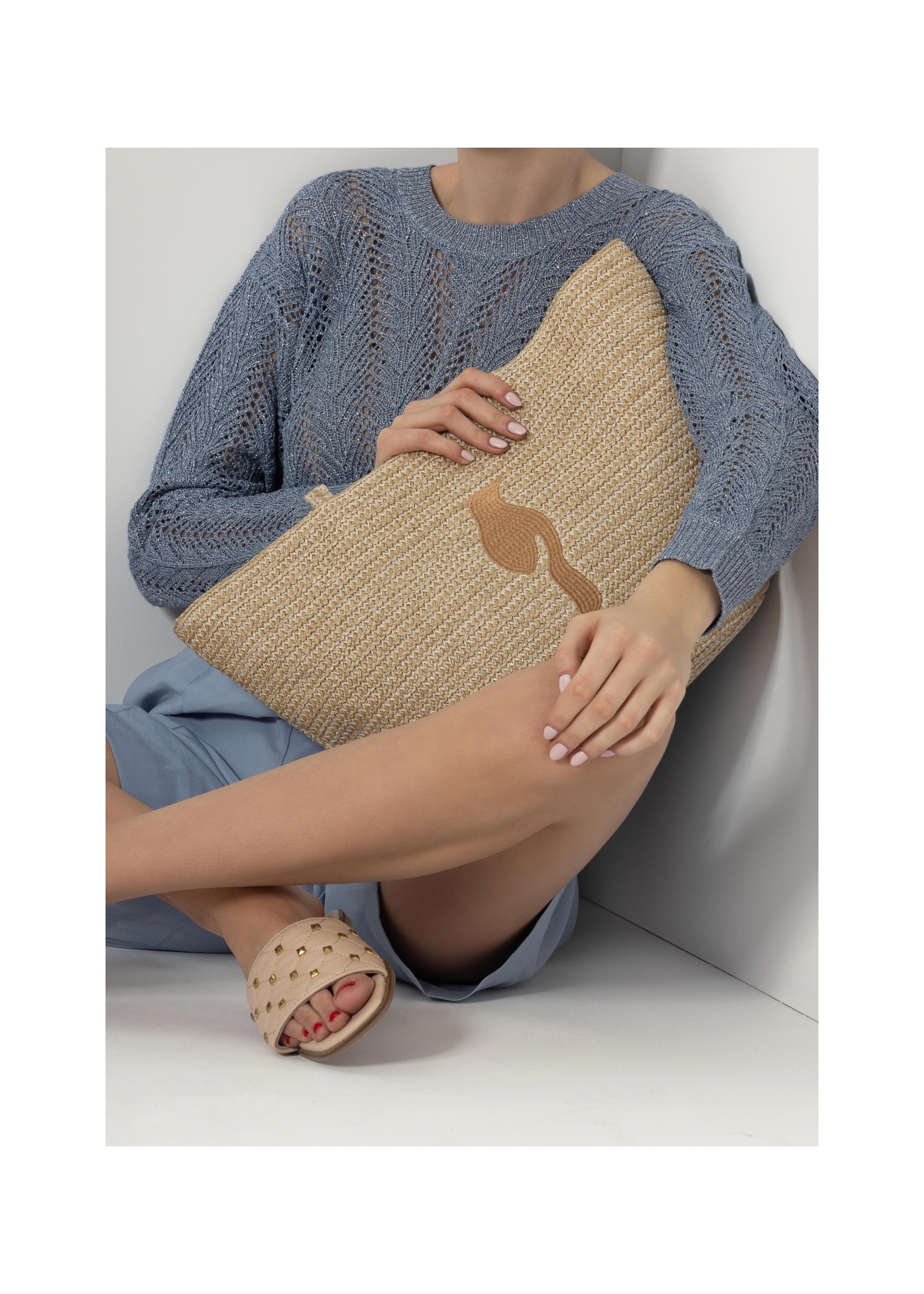 Torebka shopper damska ze słomki TOREC-0637-23(W22)-05