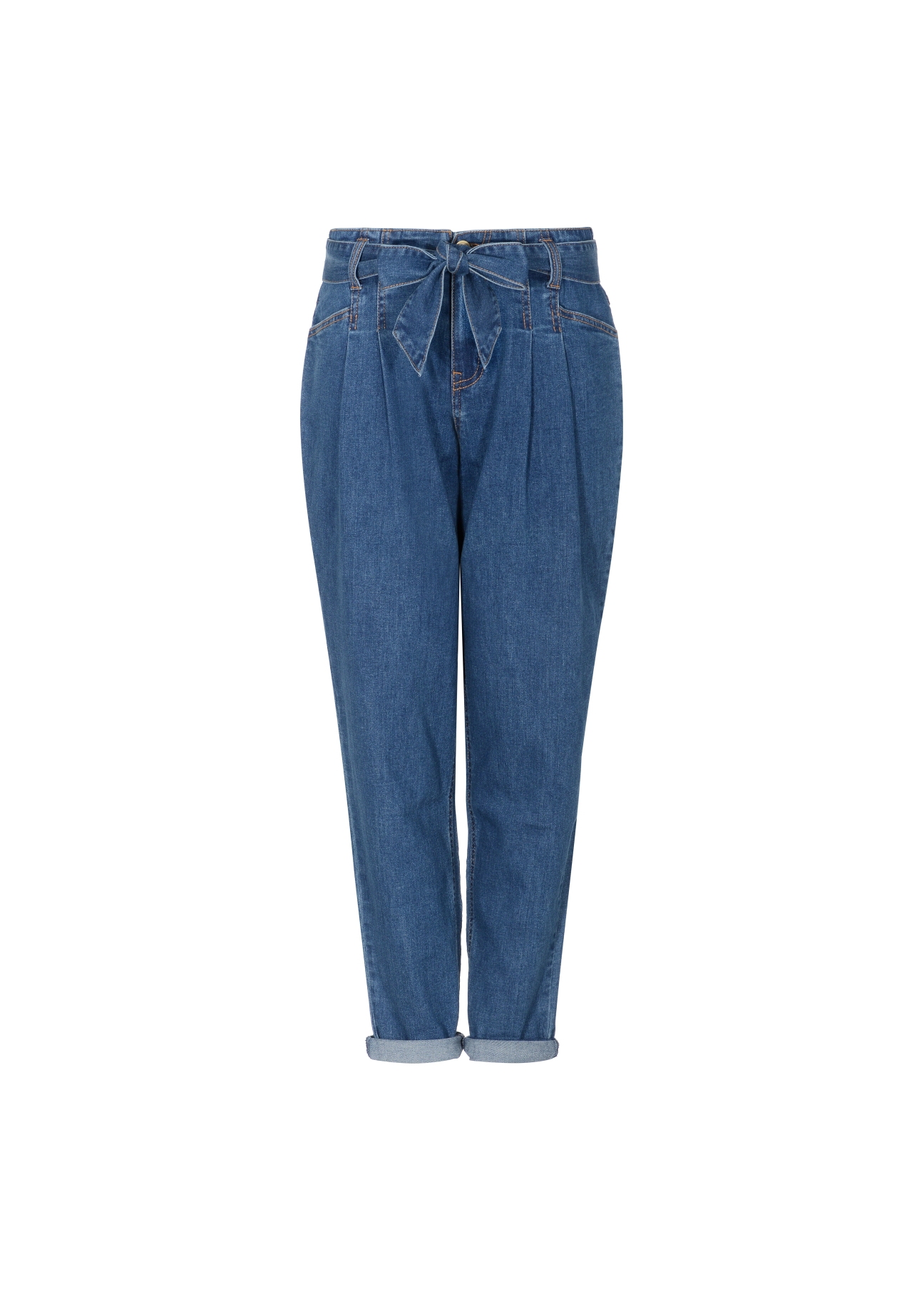 Granatowe spodnie mom jeans damskie SPODT-0055-69(W21)-02