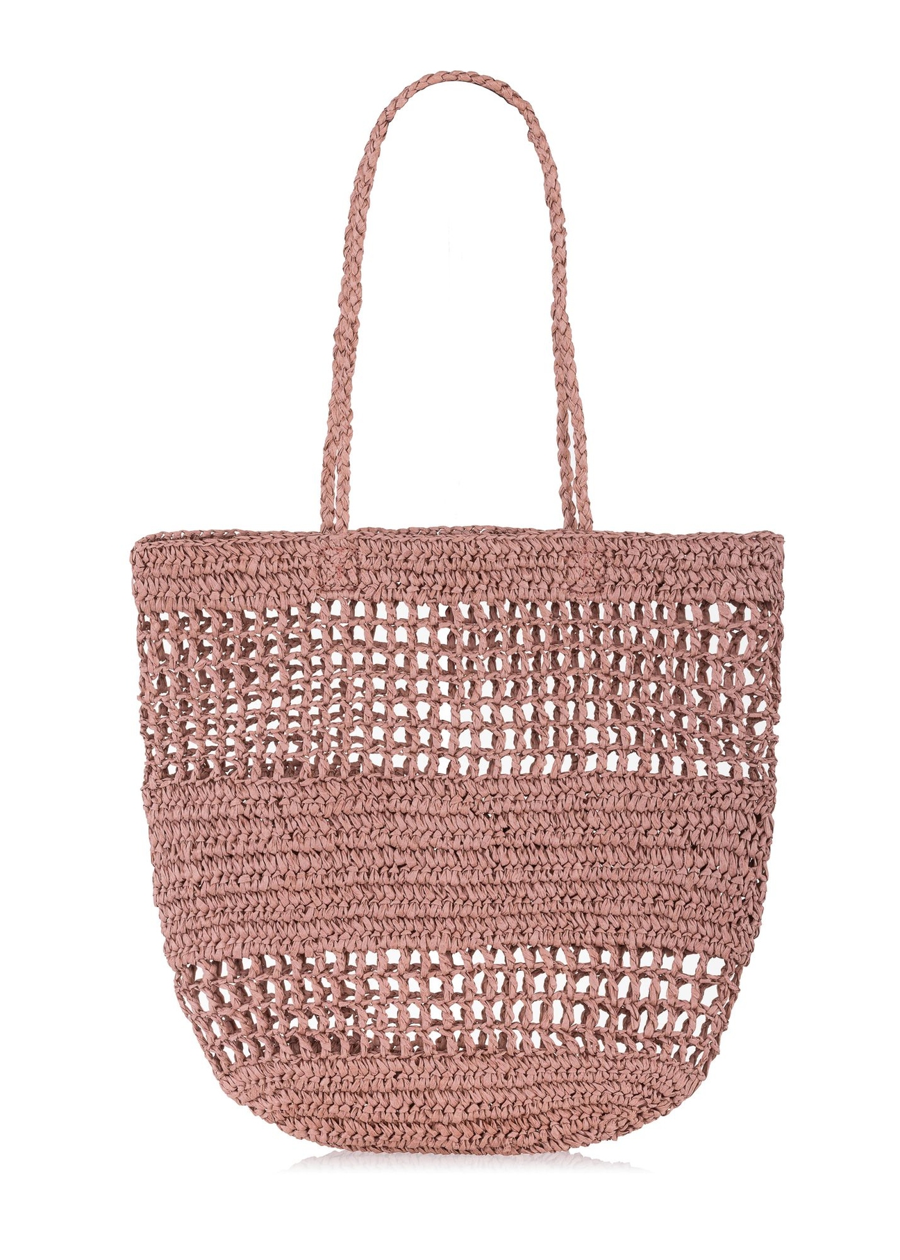 Słomkowa różowa torebka shopper damska TOREC-0924-34(W24)-02