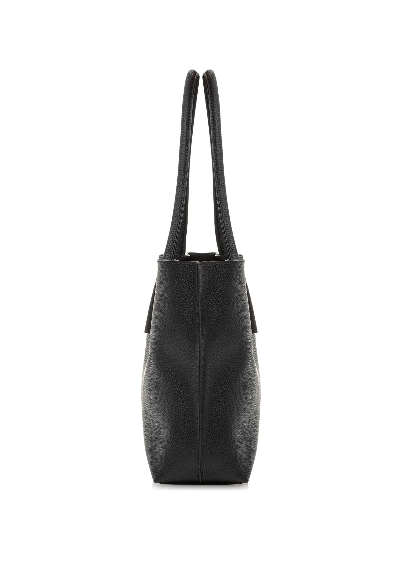 Czarna torebka shopper damska TOREC-0938B-99(Z25), widok produktu bokiem na białym tle.