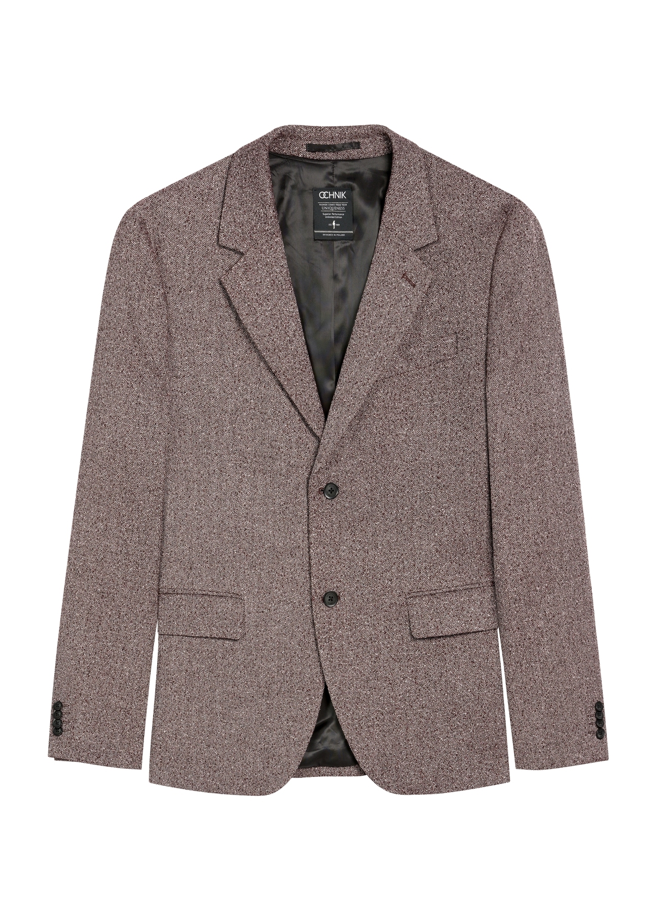 Bordowa marynarka męska MARMT-0021-49(Z25), widok produktu od przodu na białym tle.