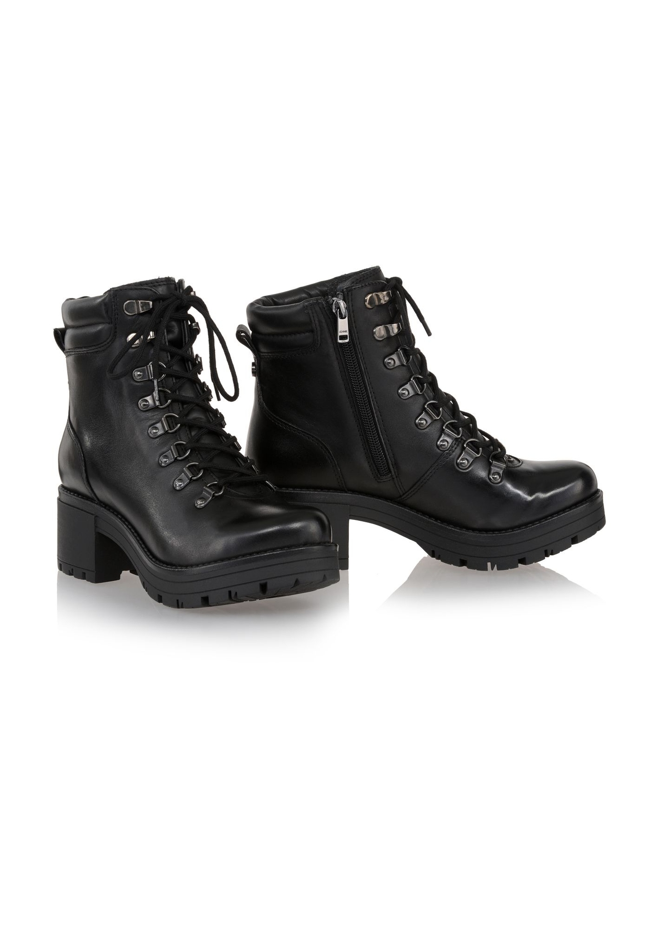 Czarne skórzane botki damskie BUTYD-1020-99(Z23)-02