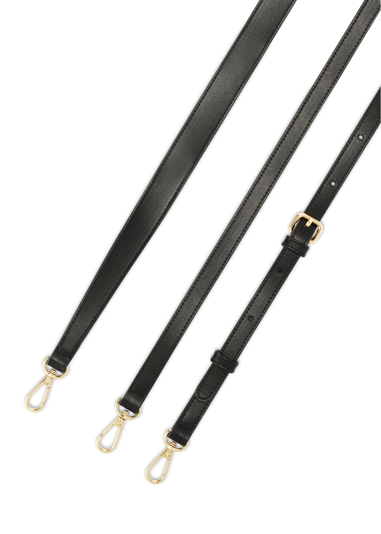 Czarna torebka damska z imitacji skóry TOREC-1081-99(W26), widok pasków produktu na białym tle.