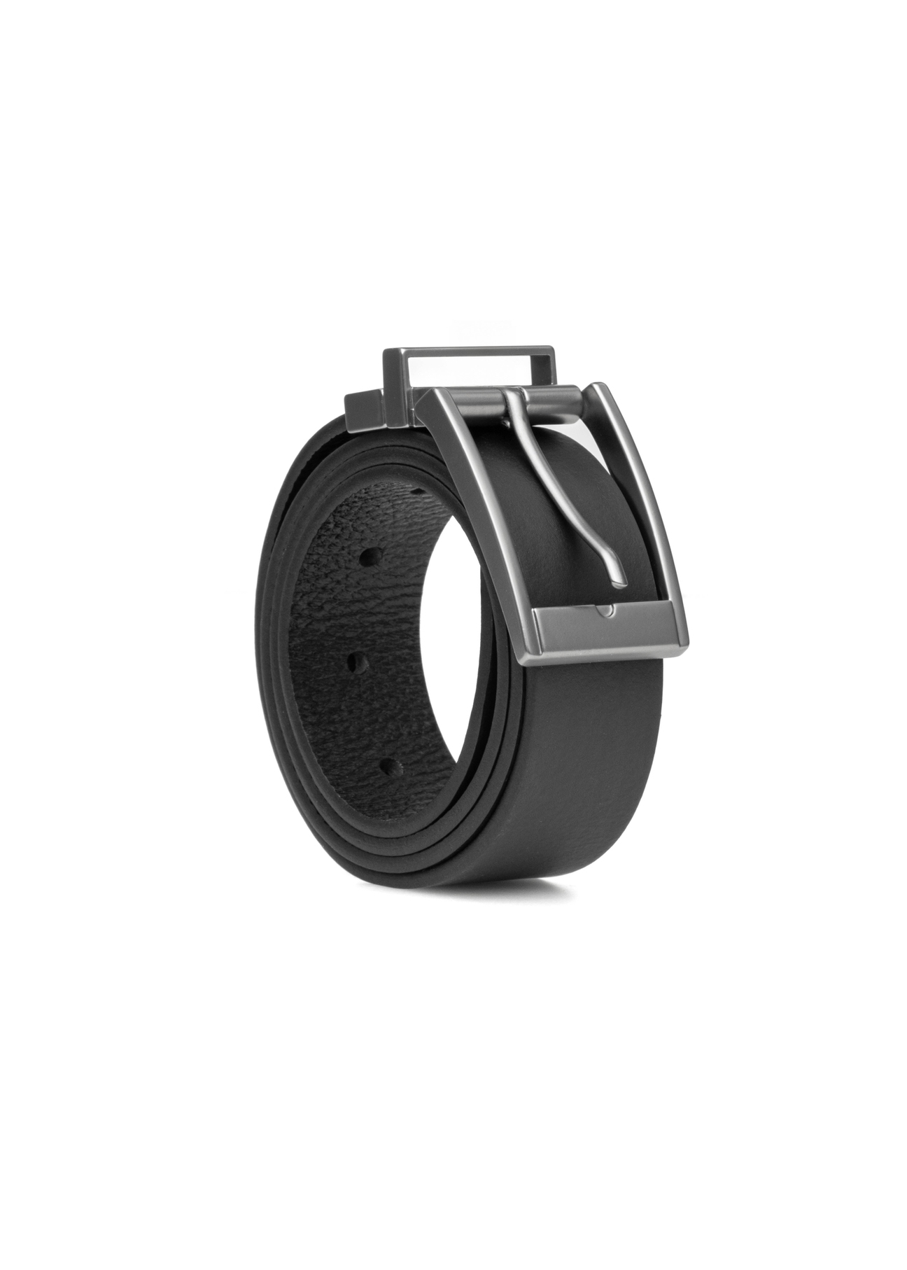 Skórzany dwustronny pasek męski PASMS-0167-9P(W26) - widok produktu z przodu, na białym tle. 