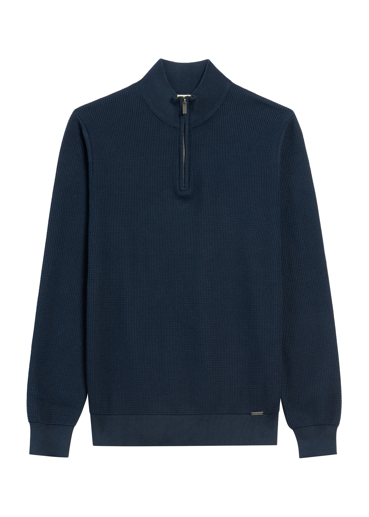 Granatowy sweter męski z suwakiem SWEMT-0167-68(Z25), widok produktu z przodu na białym tle.
