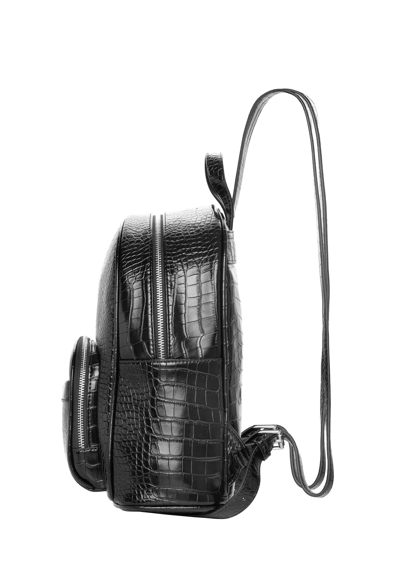 Czarny plecak damski croco TOREC-1263-9G(Z26), widok produktu z boku na jasnym tle.