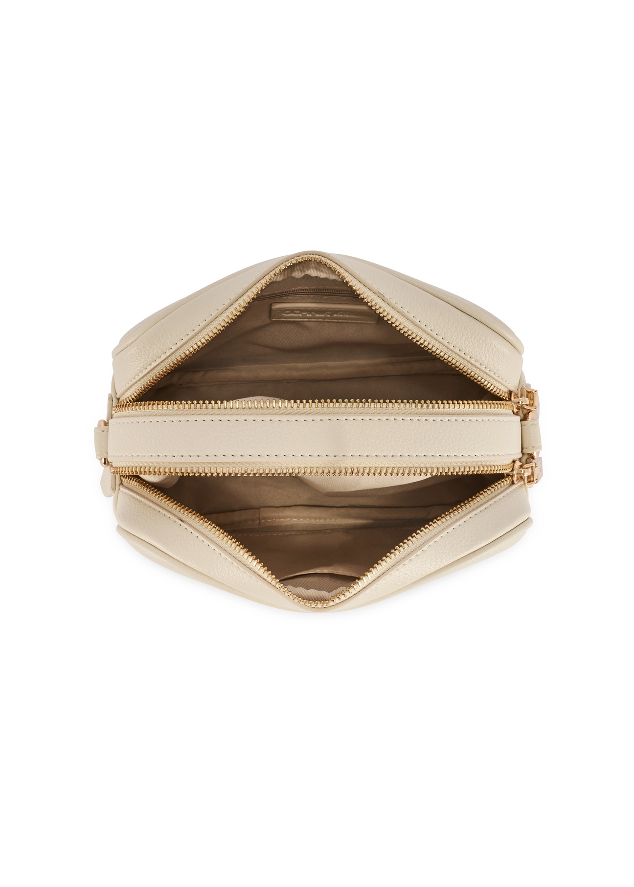 Kremowa średnia torebka damska TOREC-1121-0B(W26), widok produktu z góry na białym tle.