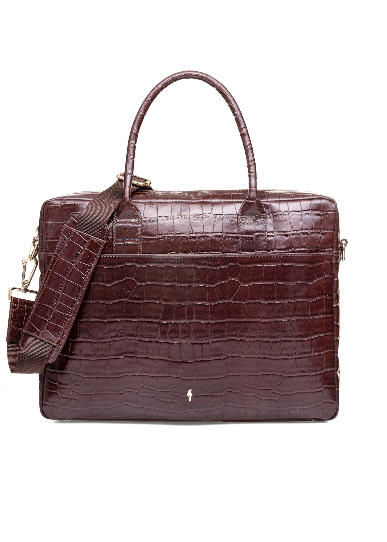 Skórzana elegancka torba damska croco TORES-1128E-89(Z25), widok produktu z przodu na białym tle. 