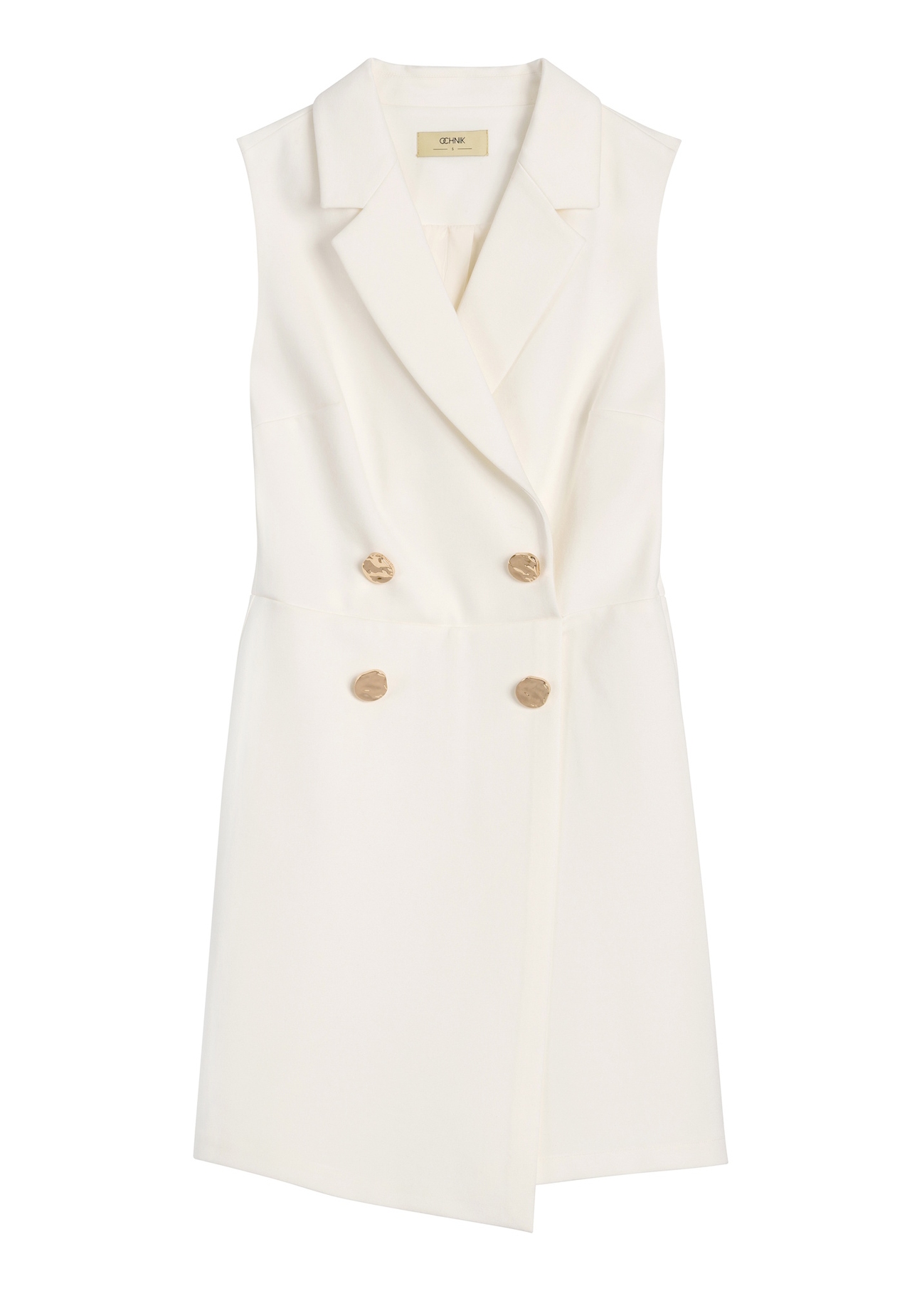 Biały kombinezon damski KOBDT-0009-0B(W26) - widok produktu z przodu, na białym tle. 