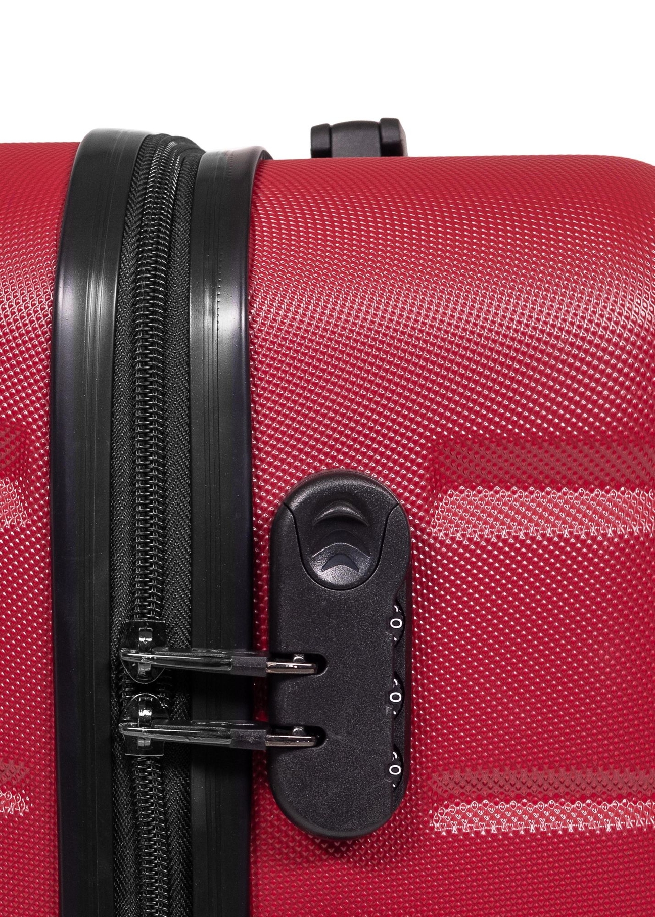 Komplet walizek na kółkach 19''/24''/28'' WALAB-0067-4D(W26), widok zamka produktu na białym tle.