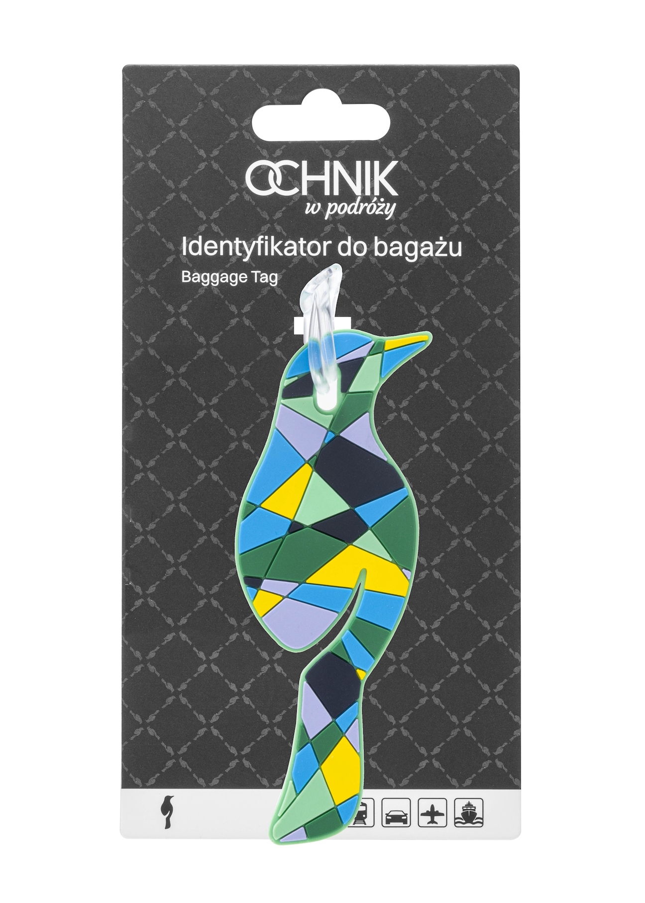 Identyfikator do bagażu AW-012-0002-63(W25), widok produktu z przodu na białym tle.